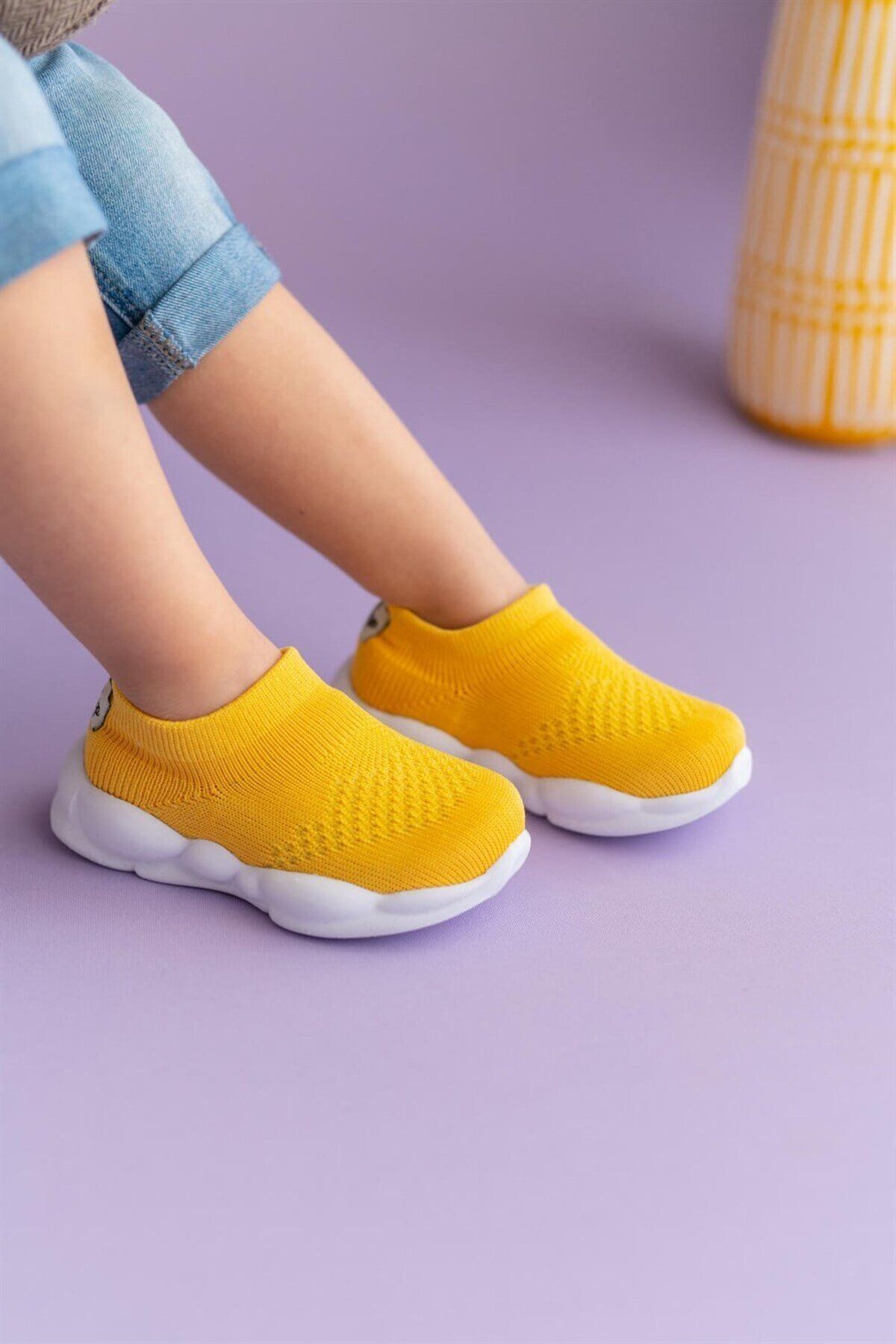 First Step Ultra Hafif Memory Foam Iç Taban Çocuk Triko Spor Ayakkabı Sarı-m-1002