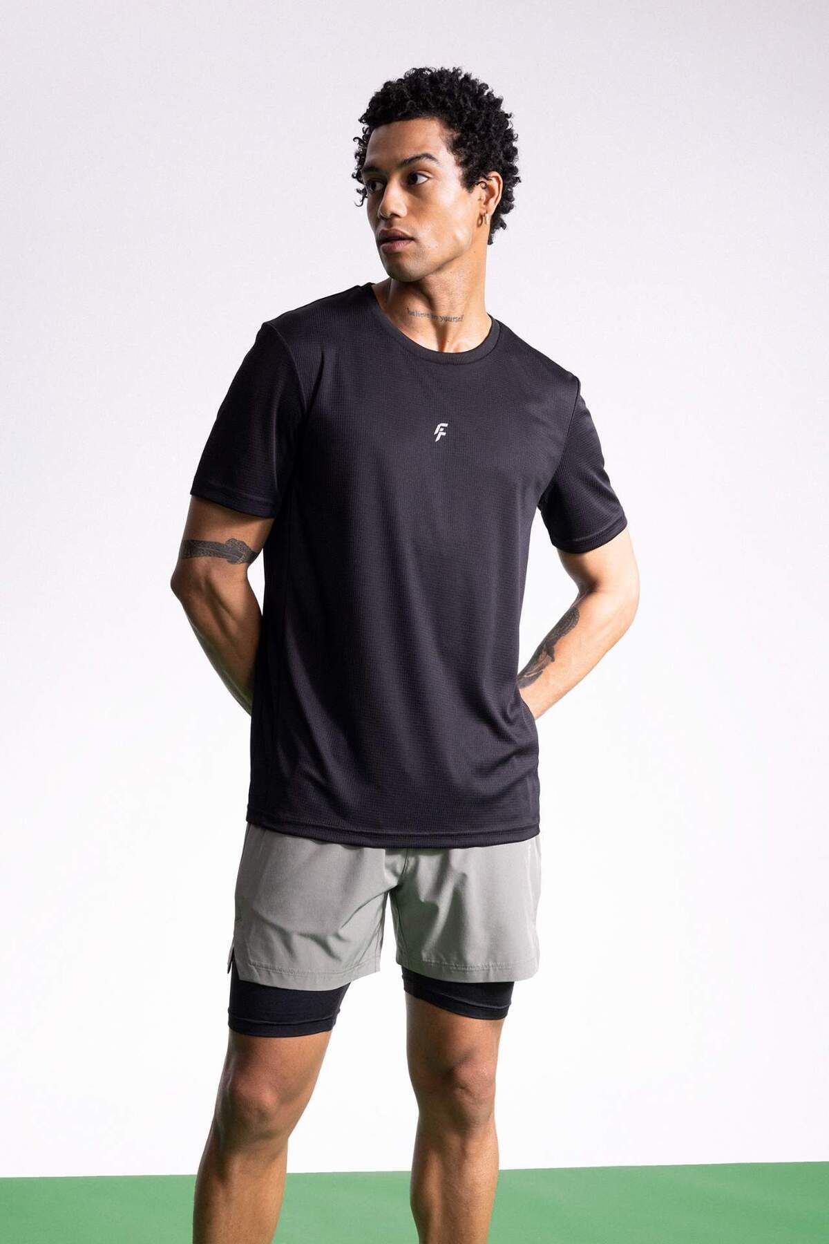 Defacto Fit Slim Fit Bisiklet Yaka Baskılı Sporcu Tişört