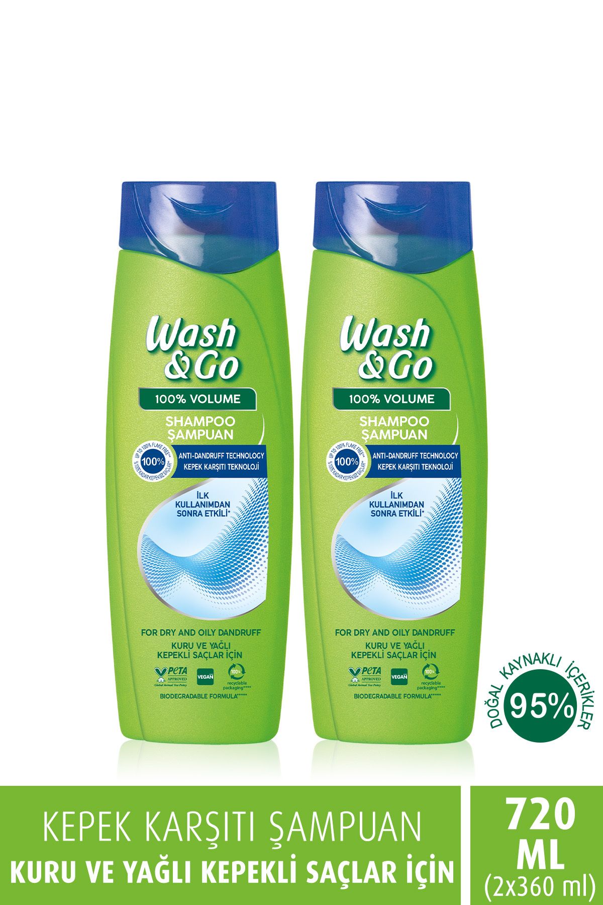 WASH&GO Kepek Karşıtı Şampuan 360 ml x2 Adet