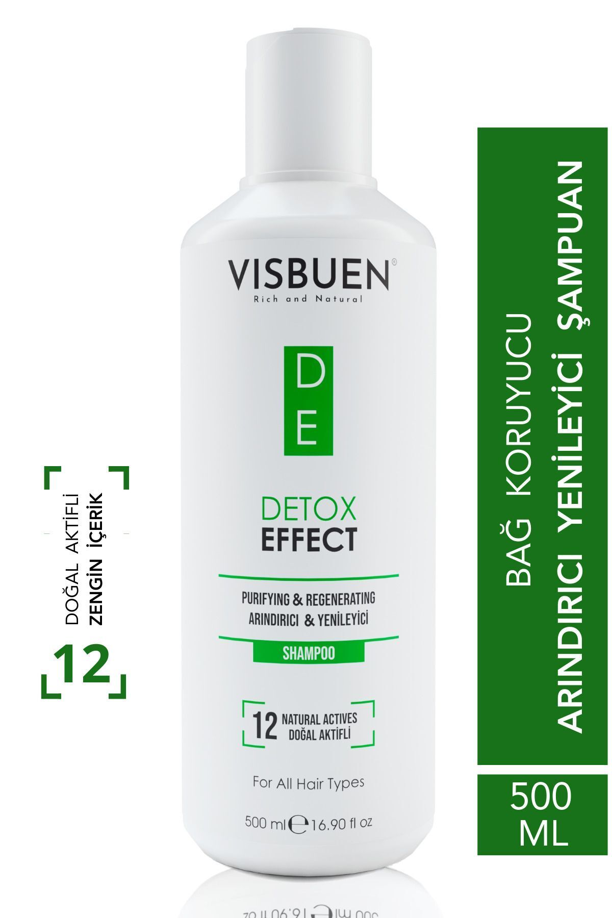 Visbuen Detox Etkili 12 Doğal Aktifli Arındırıcı Onarıcı Ve Işlem Öncesi Sonrası Koruyucu Tuzsuz Şampuan