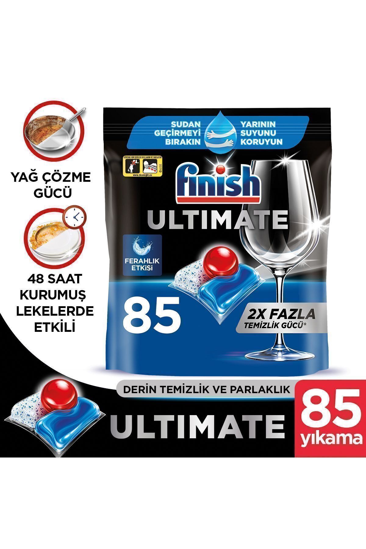 Finish Ultimate Hepsi Bir Arada 85 Kapsül Bulaşık Makinesi Deterjanı Tableti (1 x 85)