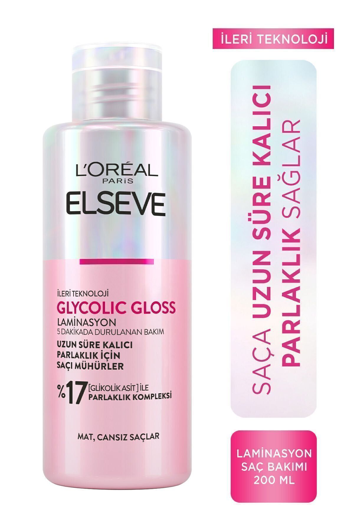 Elseve Glycolic Gloss Parlaklığı Saça Mühürleyen Laminasyon 5 Dakikada Durulanan Bakım 200ml