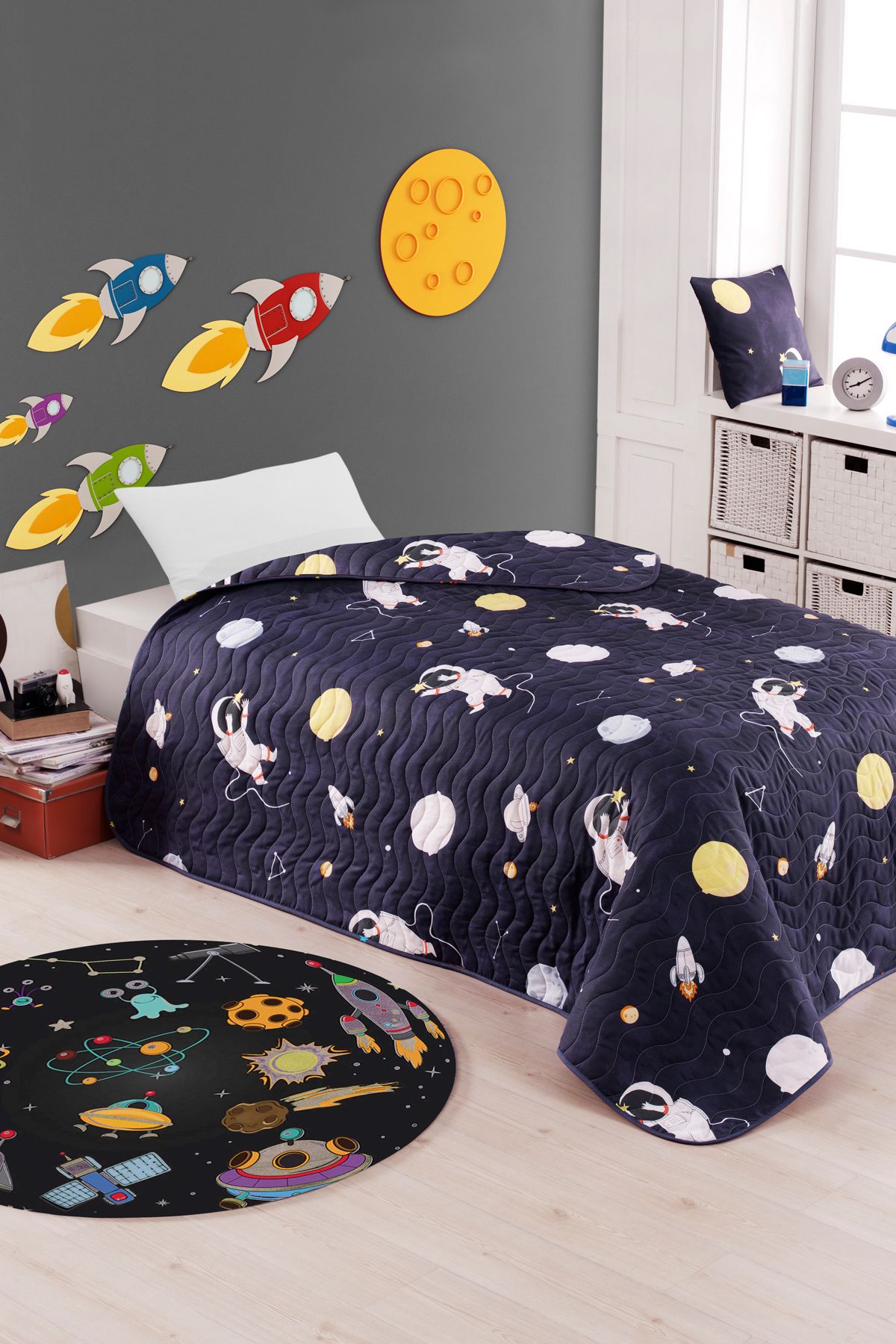 Enlora Home Çok Amaçlı Örtü Tek Kişilik Astron Lacivert