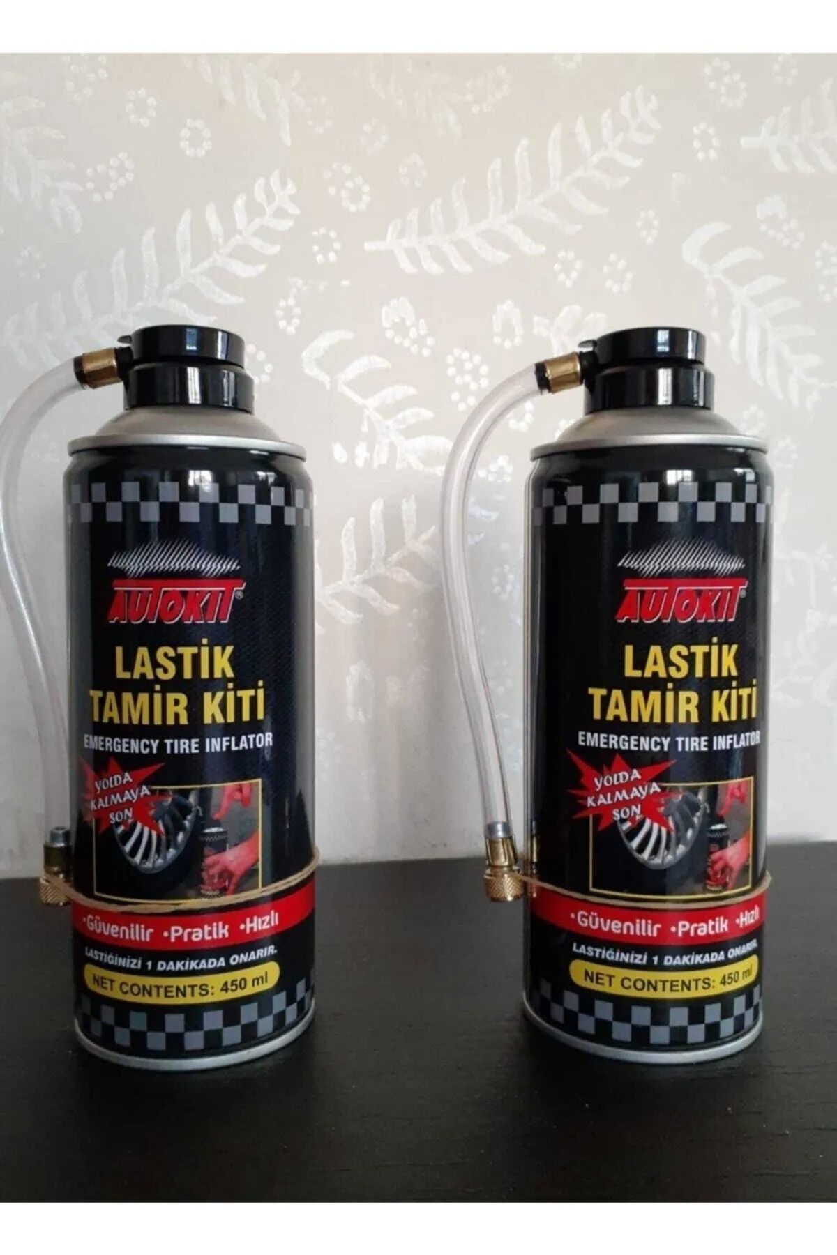 Autokit 2 Adet Lastik Tamir Köpüğü Sprey Kiti 450 Ml-acil Lastik Şişirici