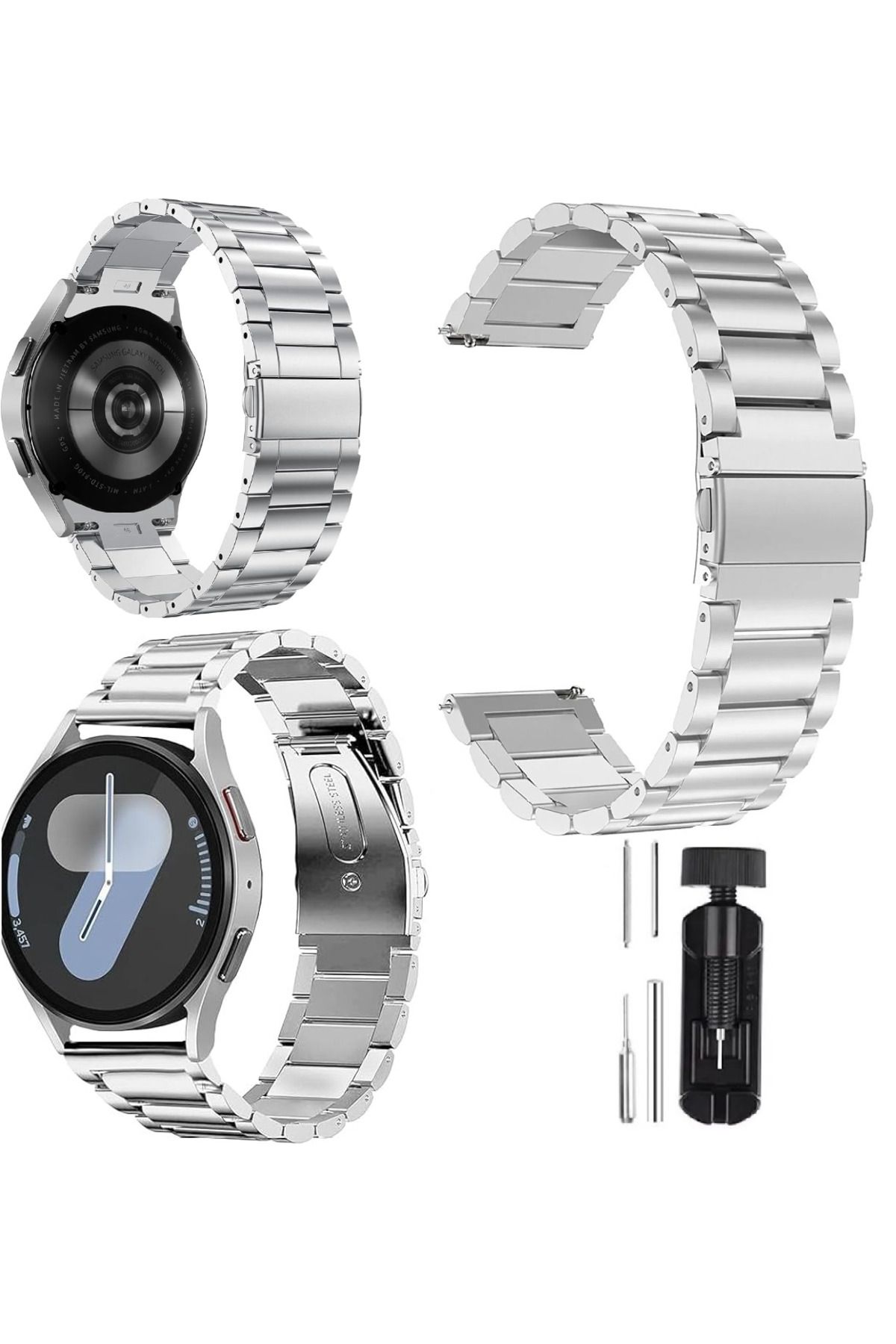 Fibaks Samsung Galaxy Watch 46mm (22MM) Krd-04 Akıllı Saat Kordonu Metal Kordon Kayış Bileklik
