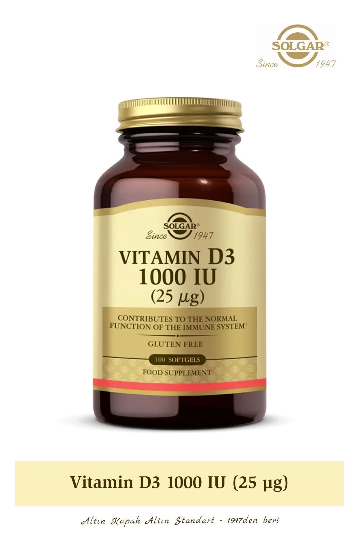 Solgar Vitamin D3 1000 Iu 25 Mcg 100 Yumuşak Kapsül