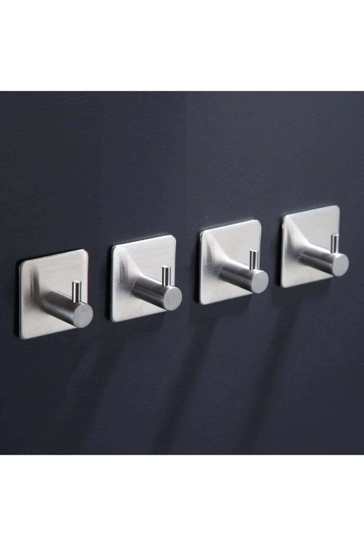 DELTAHOME Paslanmaz Çelik 4 Adet Yapışkanlı Havlu Askısı Set - Banyo Askısı - Inox Askılık