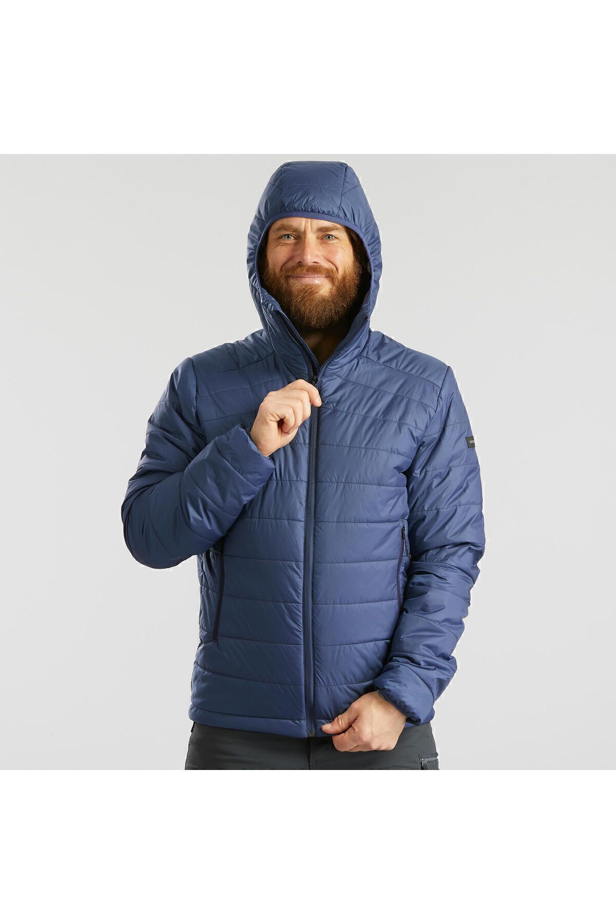 Decathlon Erkek Outdoor Trekking Kapüşonlu Şişme Mont - Sentetik / Mavi - Mt100 -5°c