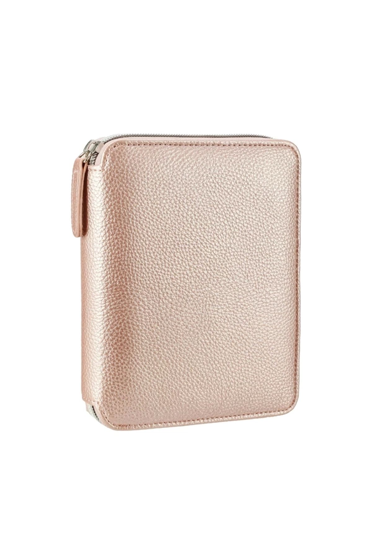 Victoria's Journals 0284 Kutulu Zıpper Folder Organizer Rose Gold 14.8x21cm 80yp. Çizgili Defter