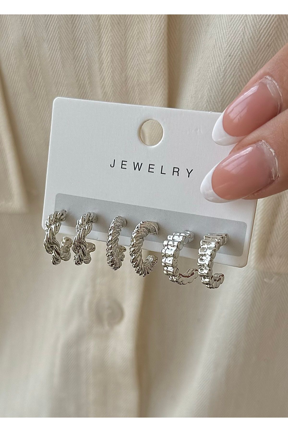 takıtarzım Silver 3 farlklı model kadın set küpe