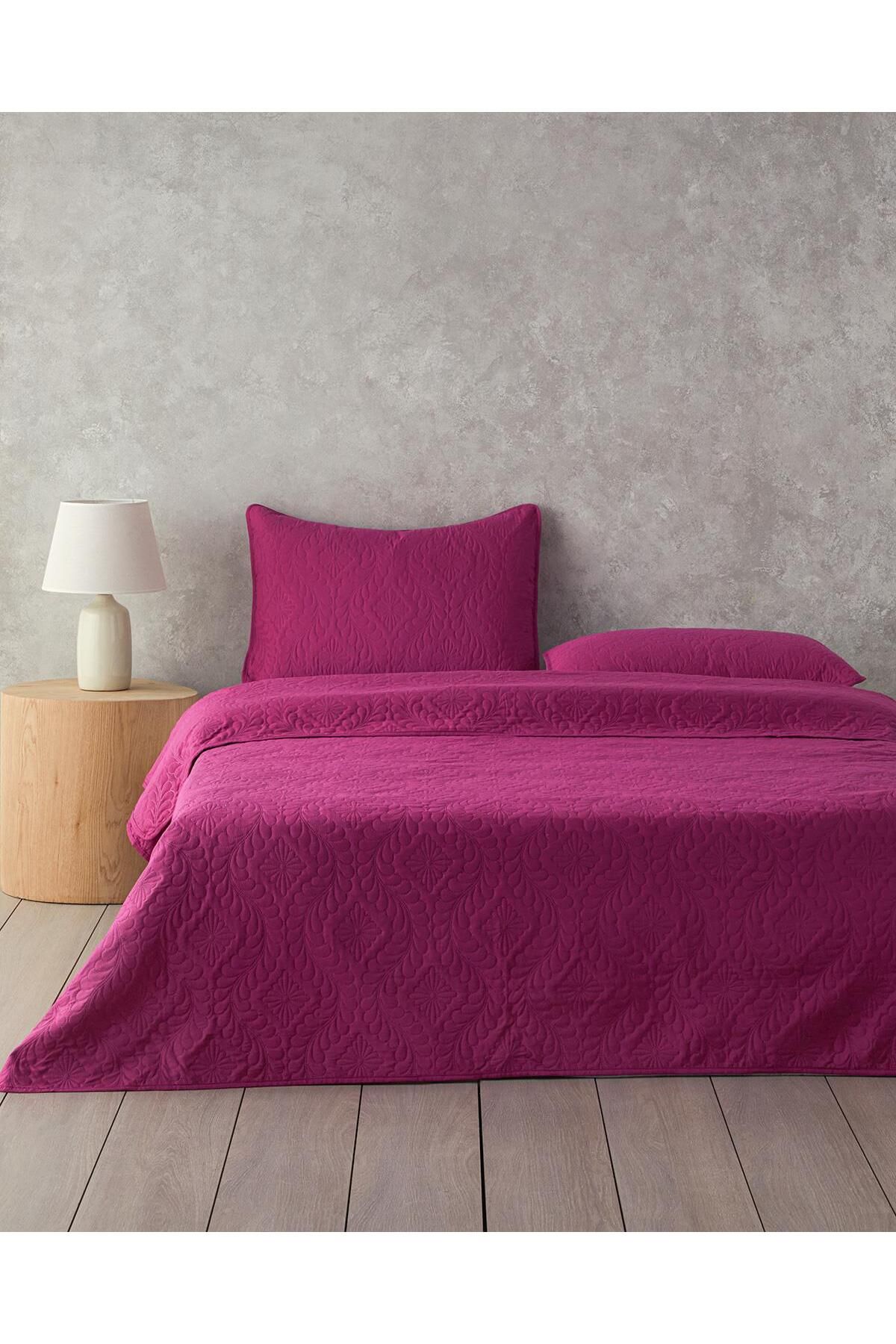 English Home Gypsy Tek Kişilik Yatak Örtüsü Takımı Koyu Pembe