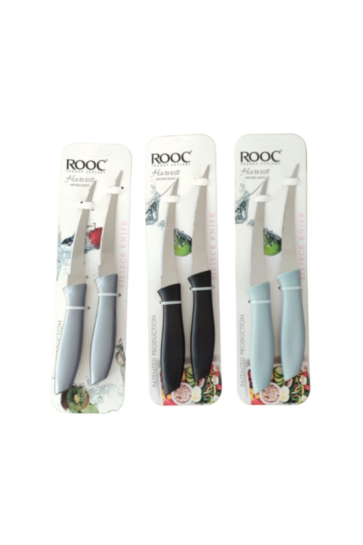 Rooc Tırtıklı Meyve Bıçagı 2 Parça Renkli Lüx Bıçak Çelik Plastik Saplı