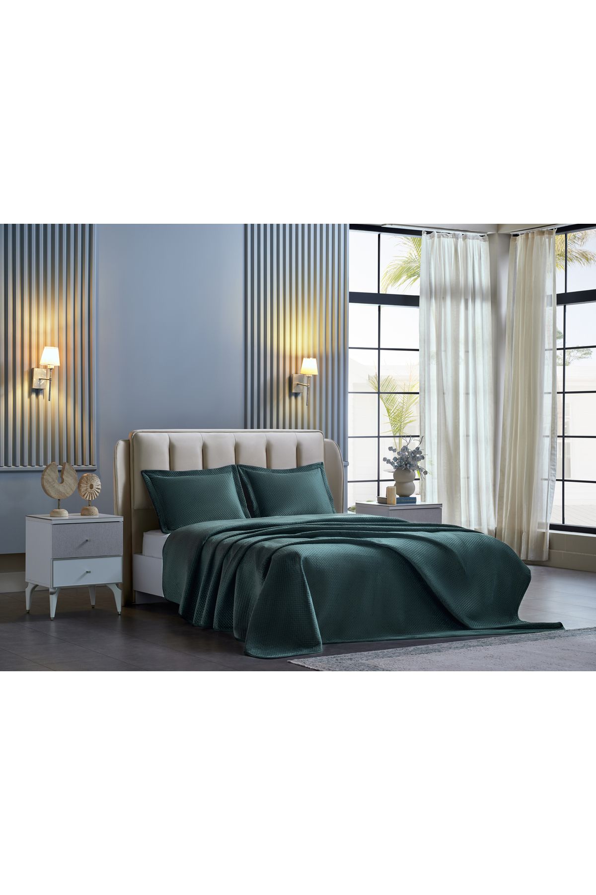 Doqu Home Napoli Yatak Örtüsü Tek Kişilik - Yeşil