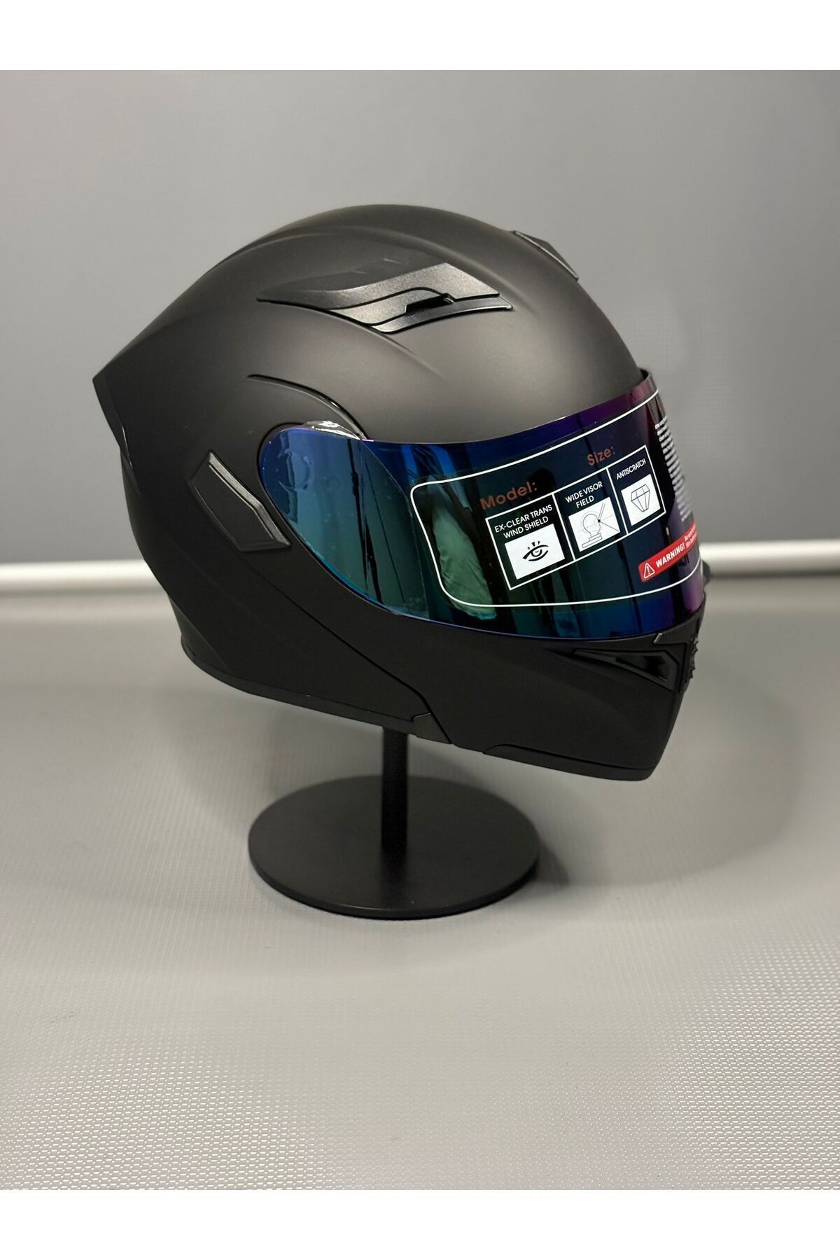 JK20 Scharf Jk-902 Güneş Vizörlü Çene Açılır Kask + DeepBlue Vizör