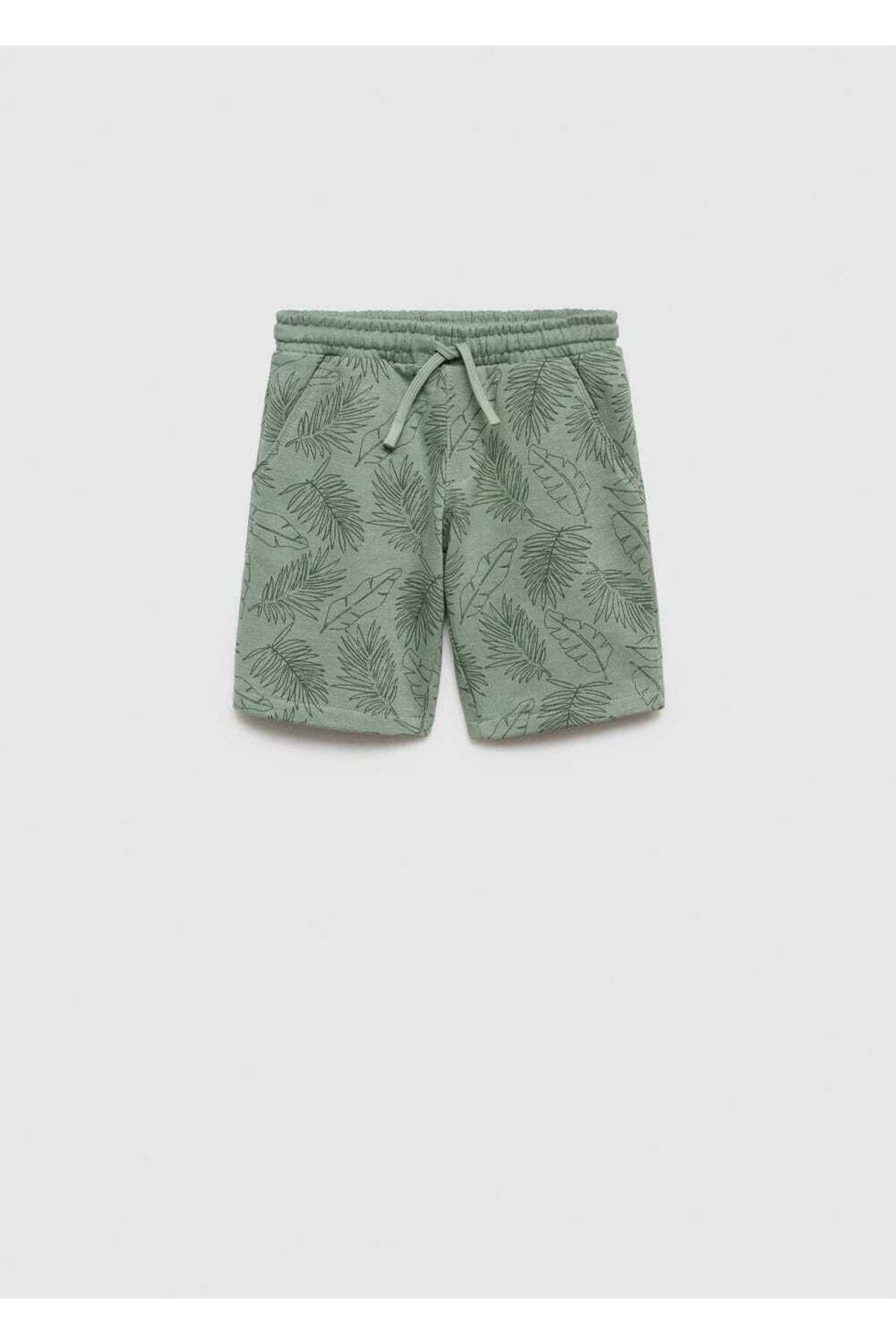 MANGO Kids Yaprak Baskılı Bermuda Şort