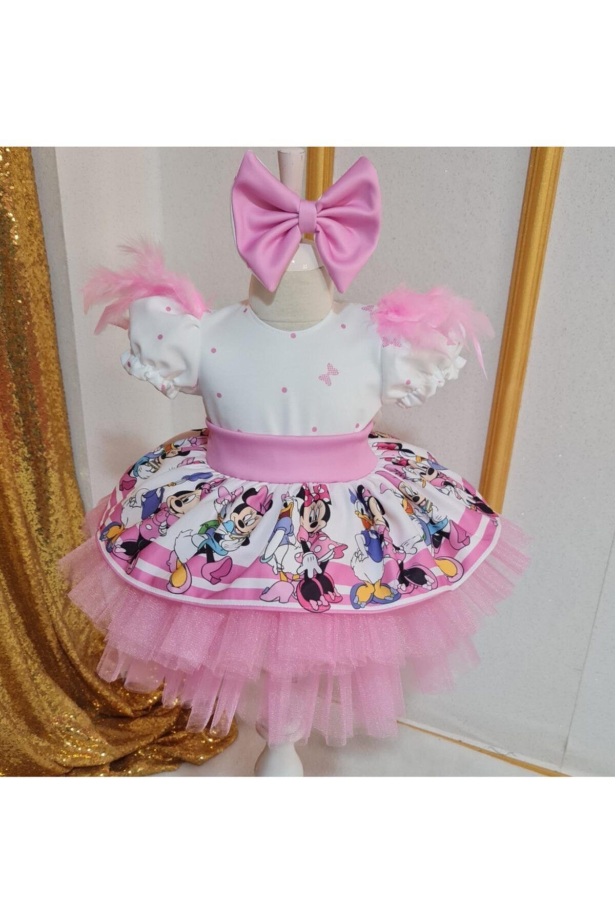 NA ADDESIGN Kız Çocuk Minnie Miki Mouse Tüllü Kabarık Elbise