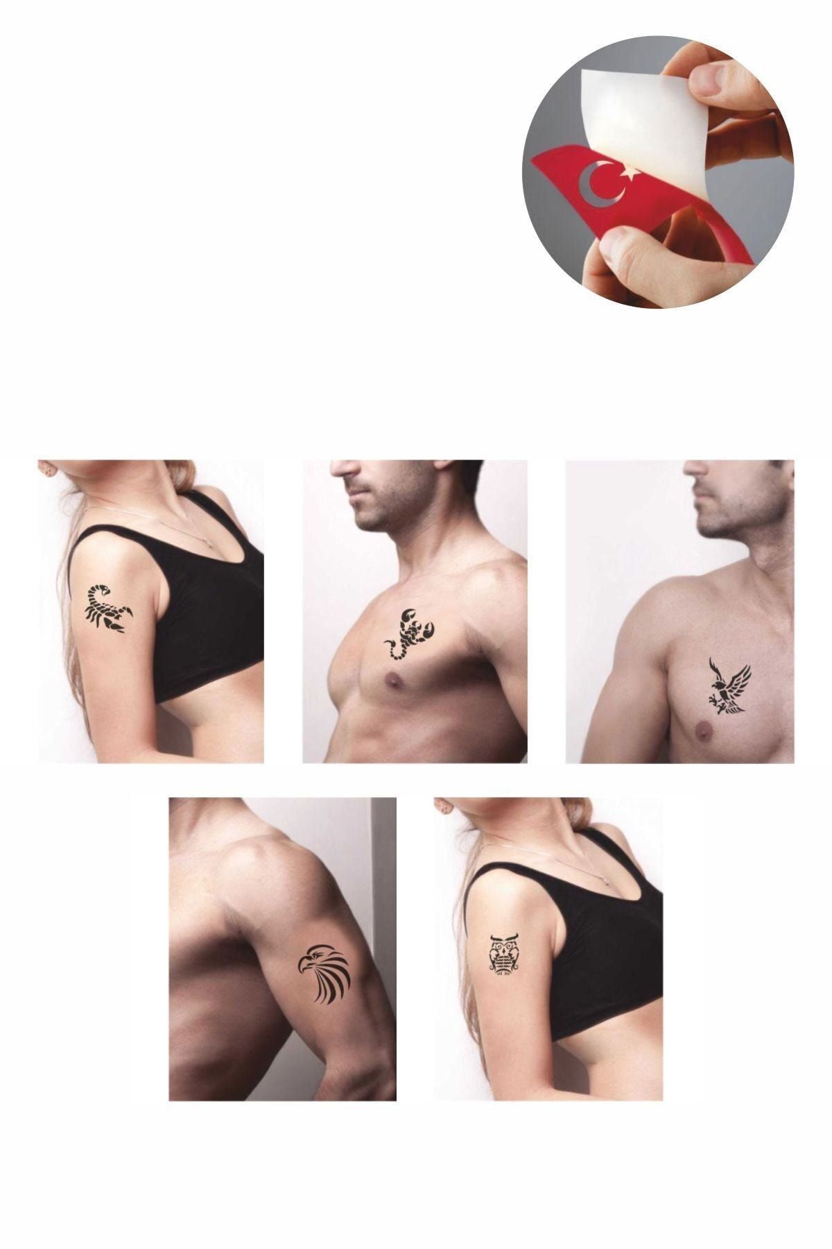 Airbrush Tattoo Akrep Baykuş Hint Kınası Ile Geçici Dövme Yapma Seti