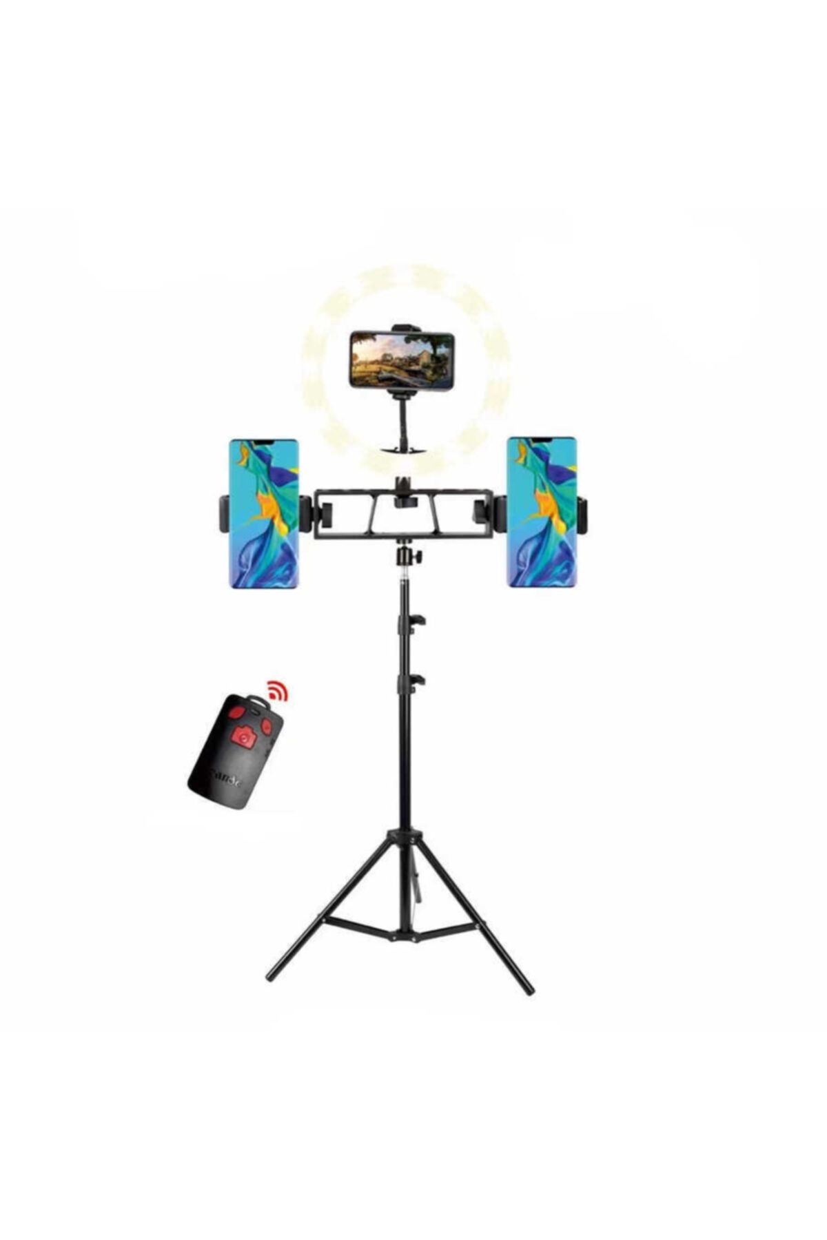 UnDePlus Cande Ring Light Işıklı Tripod 3 Telefon Tutucu Bluetoothlu Dc-36 Siyah