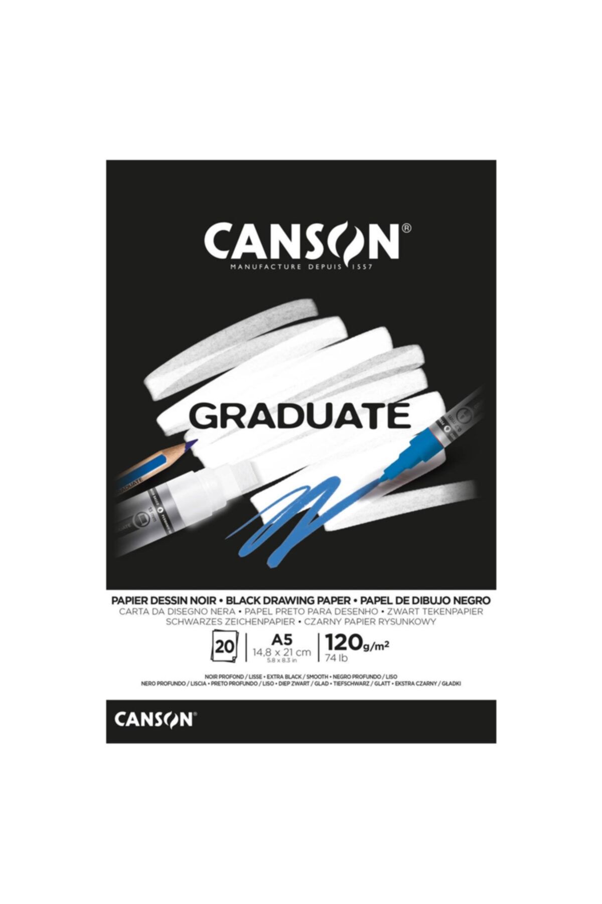 Canson Graduate A5 120 Gr Siyah Çizim Defteri 400127678