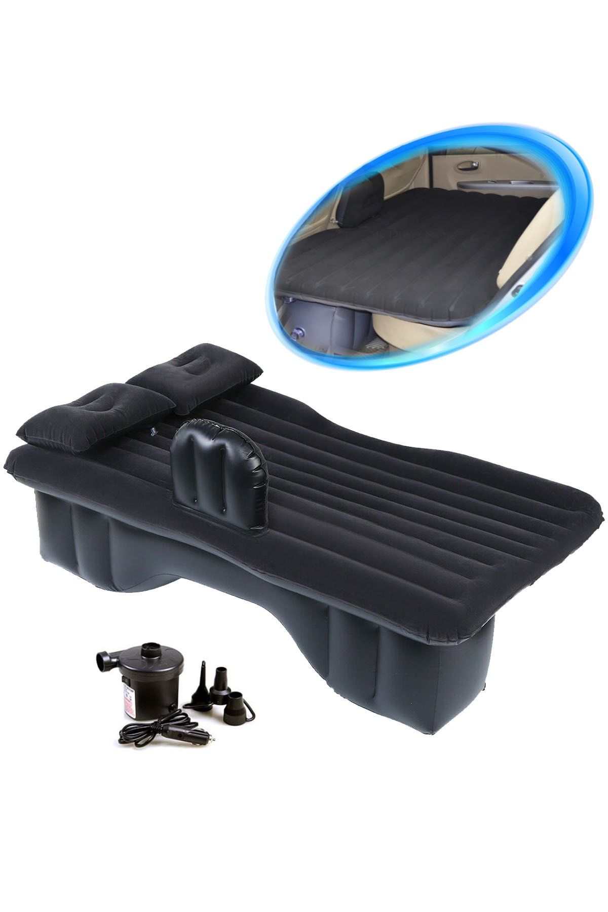 Shibo Wavy Şişme Araba Yatağı Arka Koltuk Için + Araç Pompası Hediye