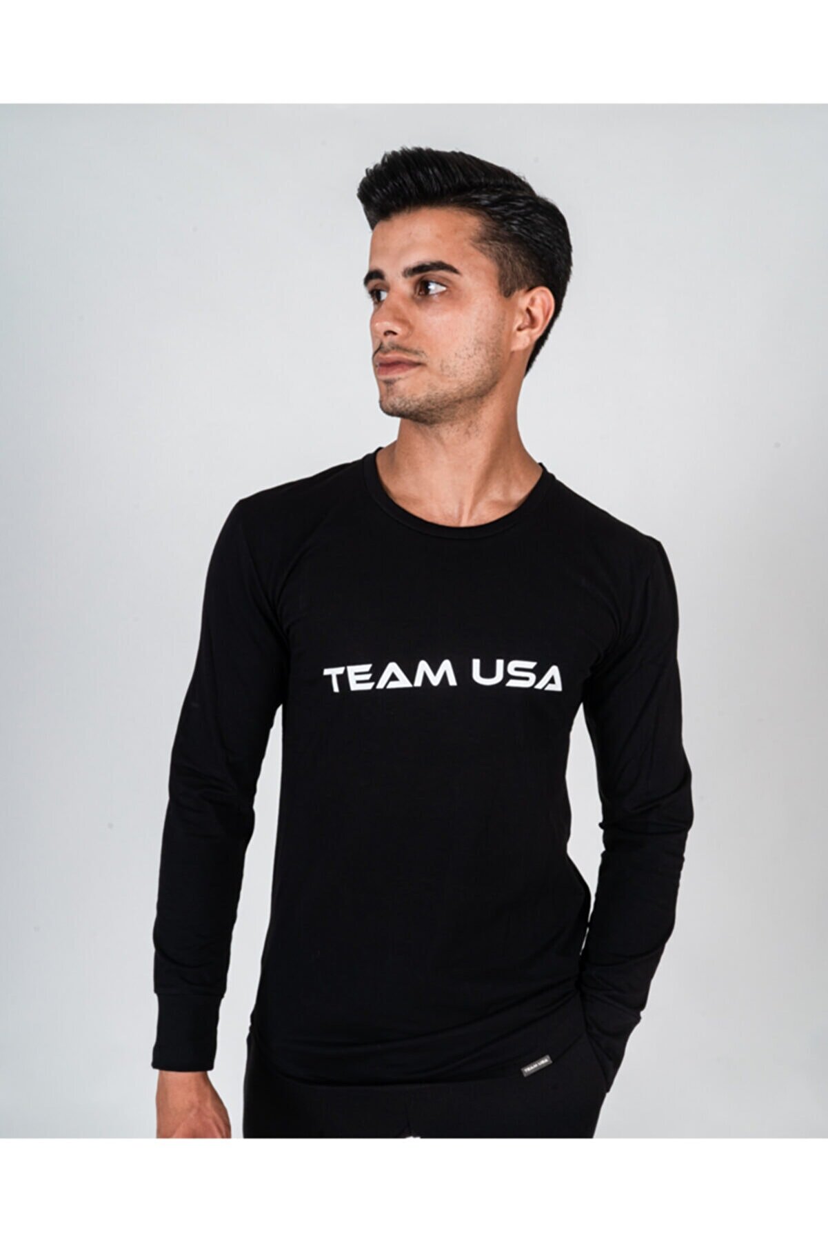 TEAM USA Erkek Siyah Uzun Kollu T-shirt