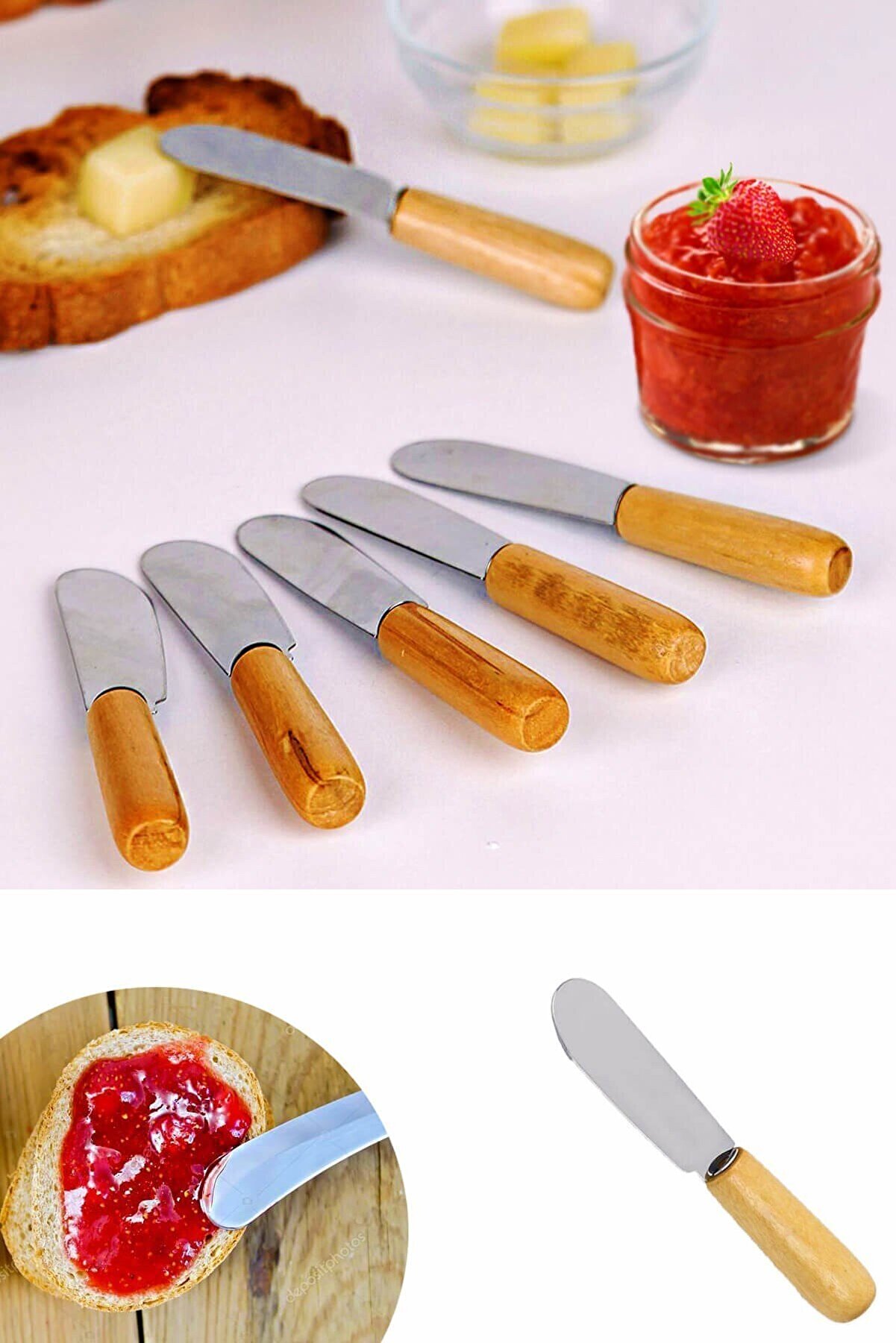 Queen's Kitchen Bambu Saplı 6 Adet Lüx Tereyağı/recel Bıçağı