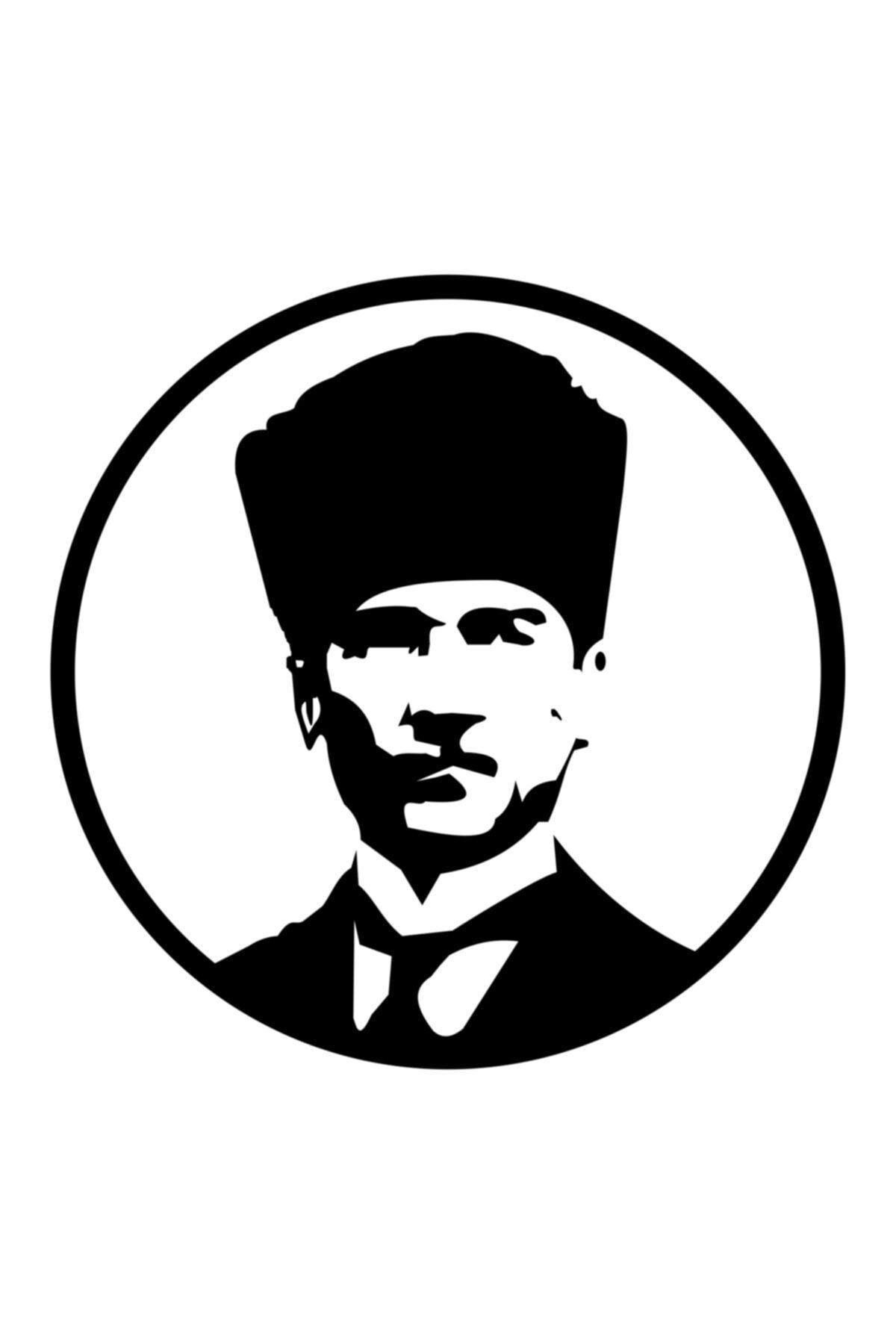 Quart Aksesuar Atatürk Oto Sticker Kalpaklı Araba Sticker Siyah 15 X 15 cm