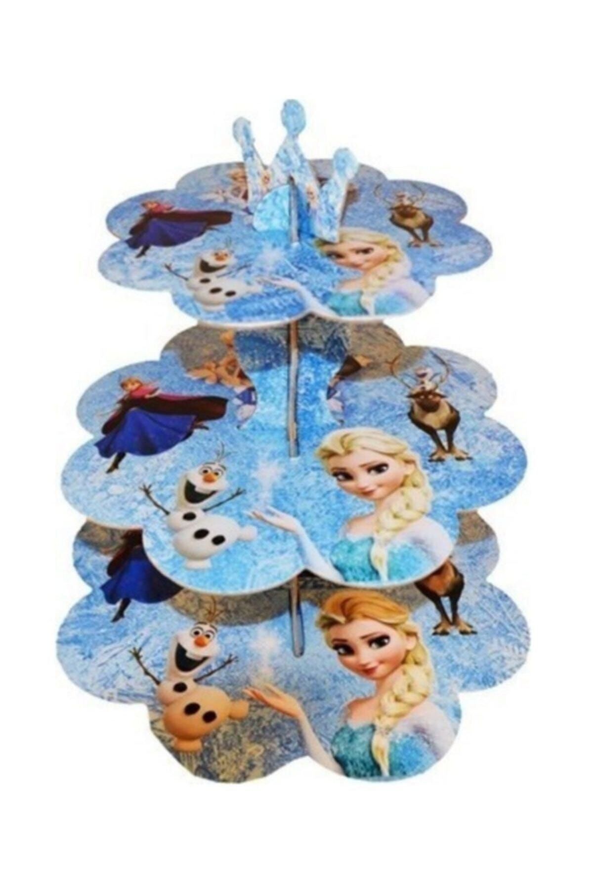 Genel Markalar - Frozen Elsa 3 Katlı Muffin Kek Standı Doğum Günü Parti Kutlama Cupcake Pijamaskeliler