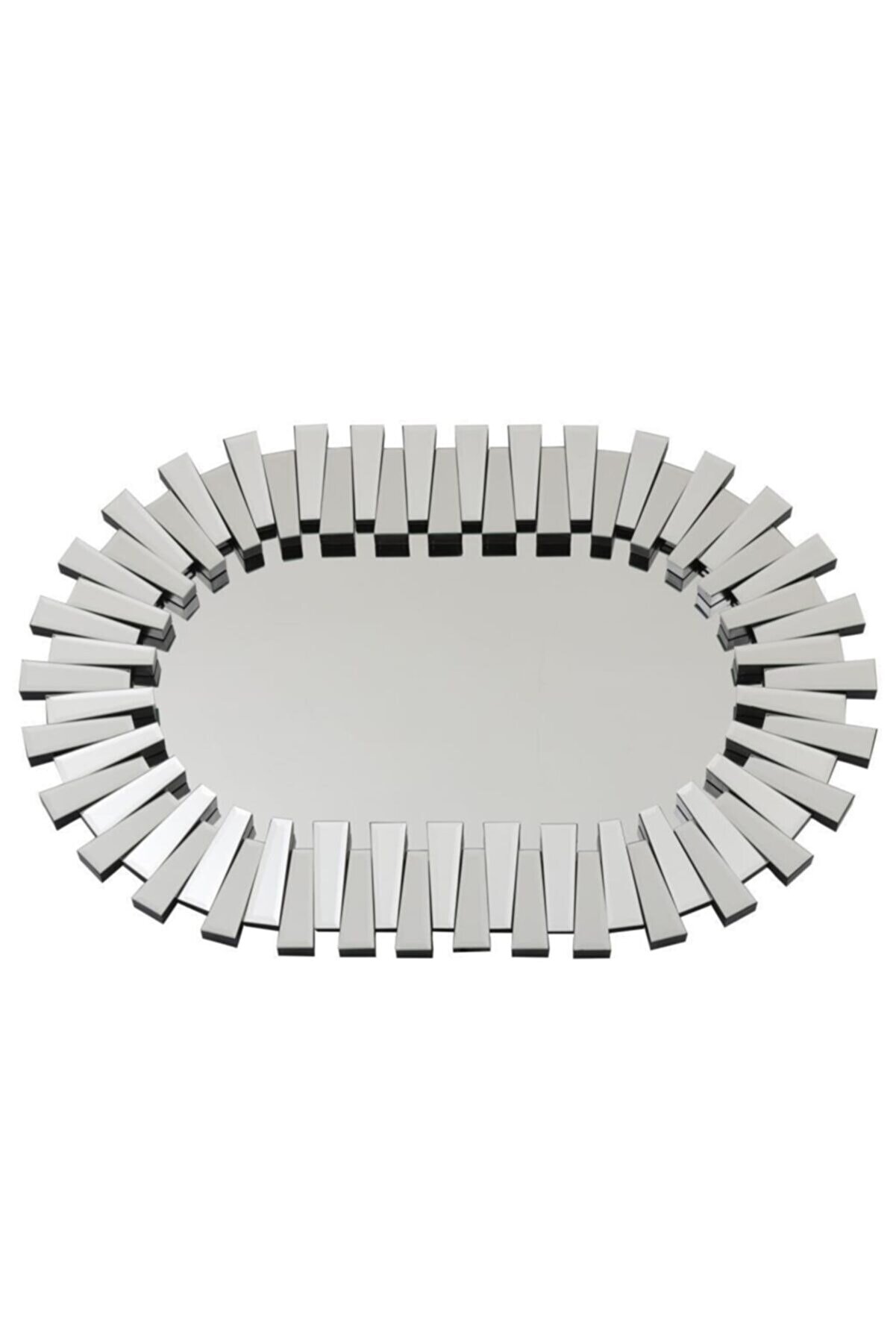 Fidex Home Lüks Piyano Modern Elips Büyük Ayna 118cm Gümüş