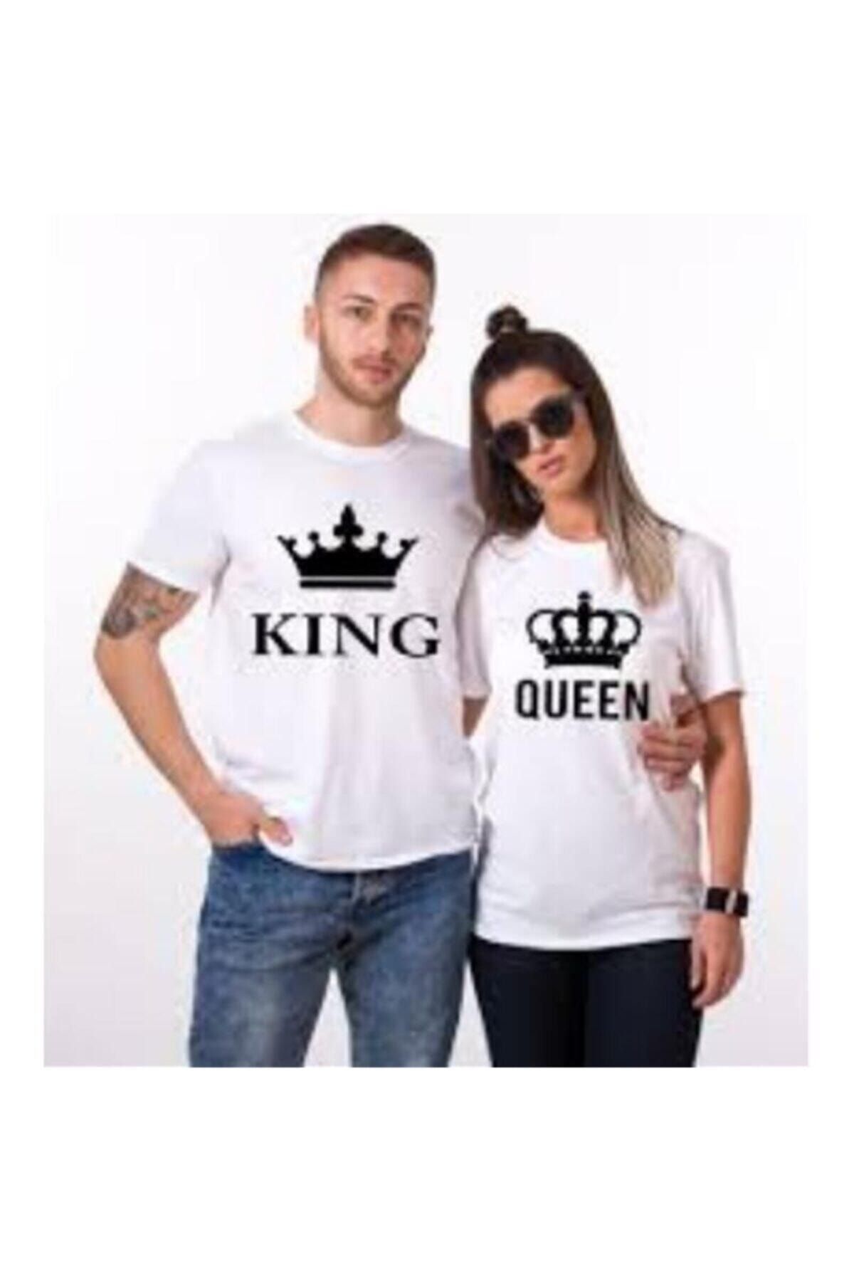 gold fotoğrafçılık Sevgili Tişörtleri Çift Kombin King Queen Tasarım Beyaz Tshirt 2 Adet