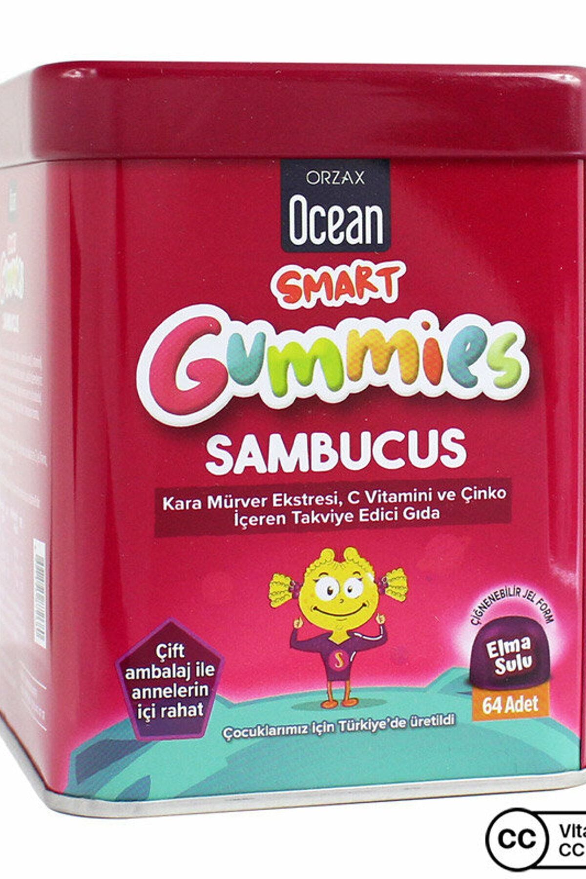 Ocean Smart Gummies Sambucus 64 Çiğnenebilir Form  Elma
