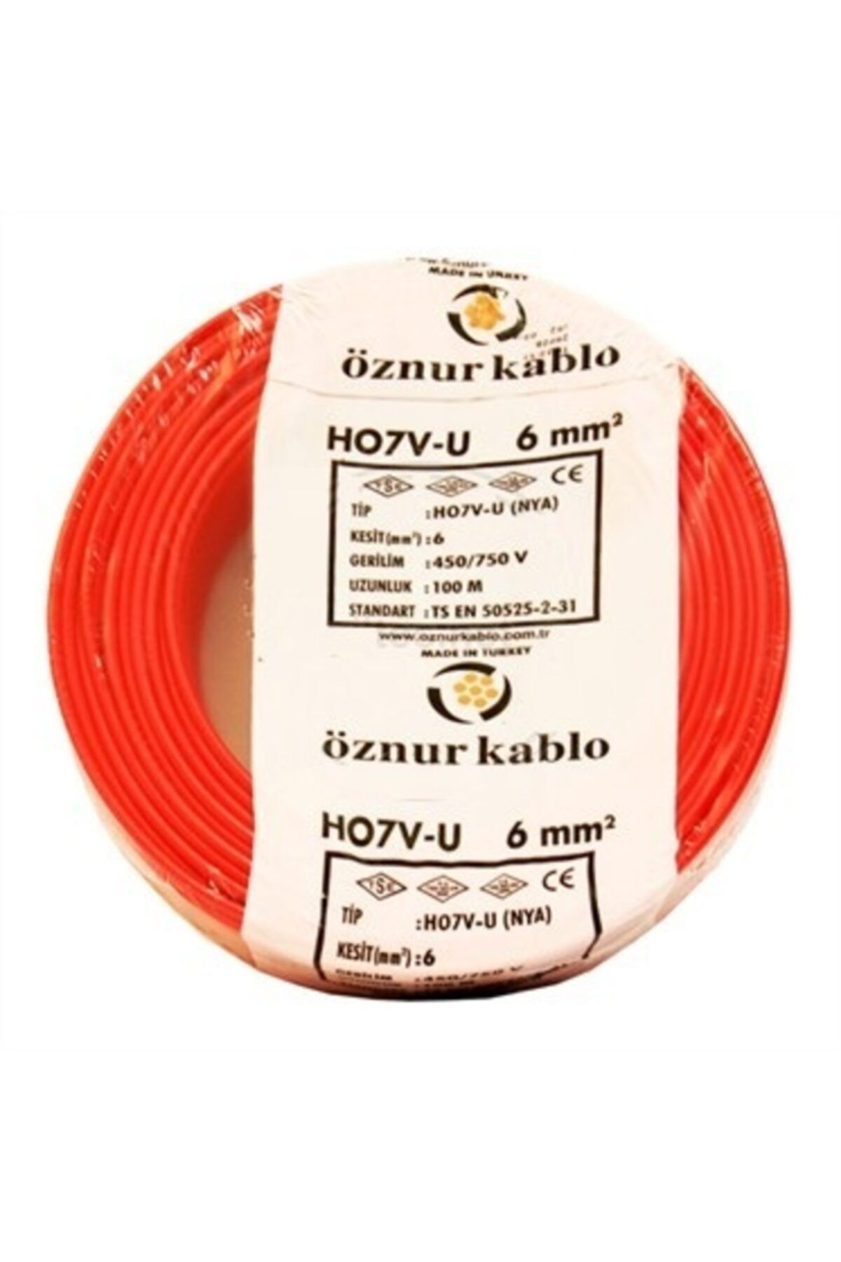 ÖZNUR Kablo 6 Lık Nya Kablo 100 Metre Kırmızı