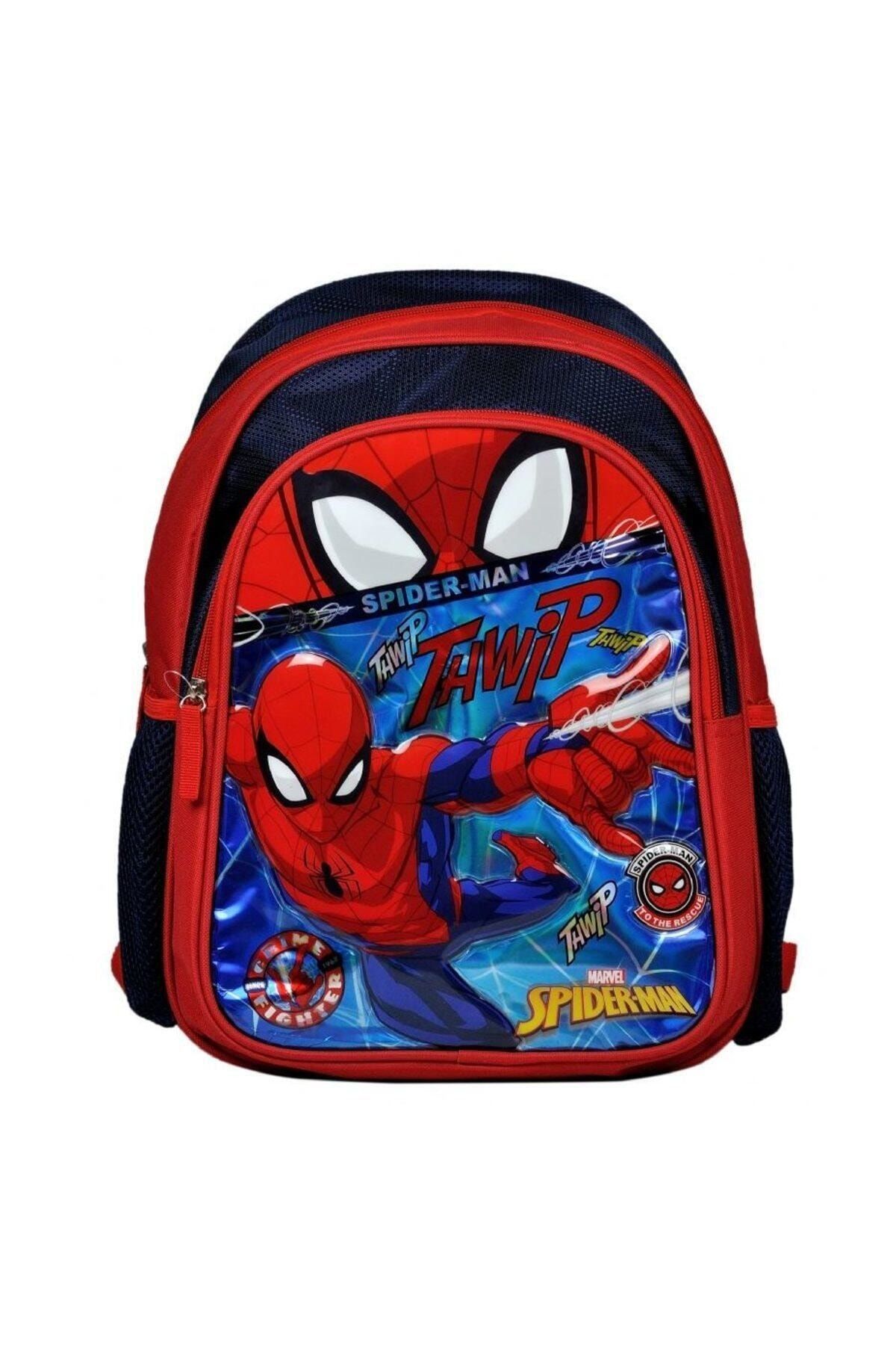 Hakan Çanta Erkek Çocuk Kırmızı Spiderman İKi Gözlü  İlkokul Sırt Çantası