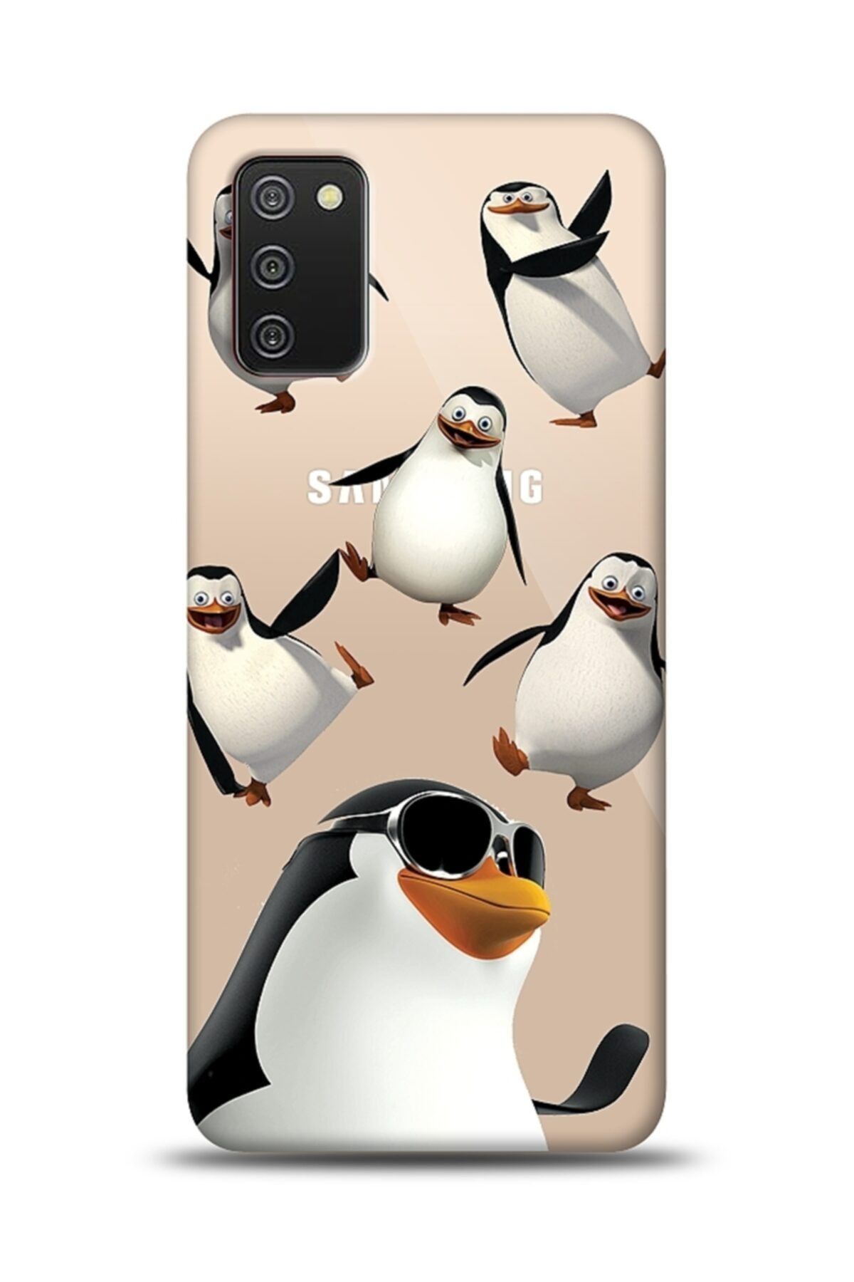 Mobilcadde Samsung Galaxy A02s Uyumlu  Happy Penguins Resimli Kılıf