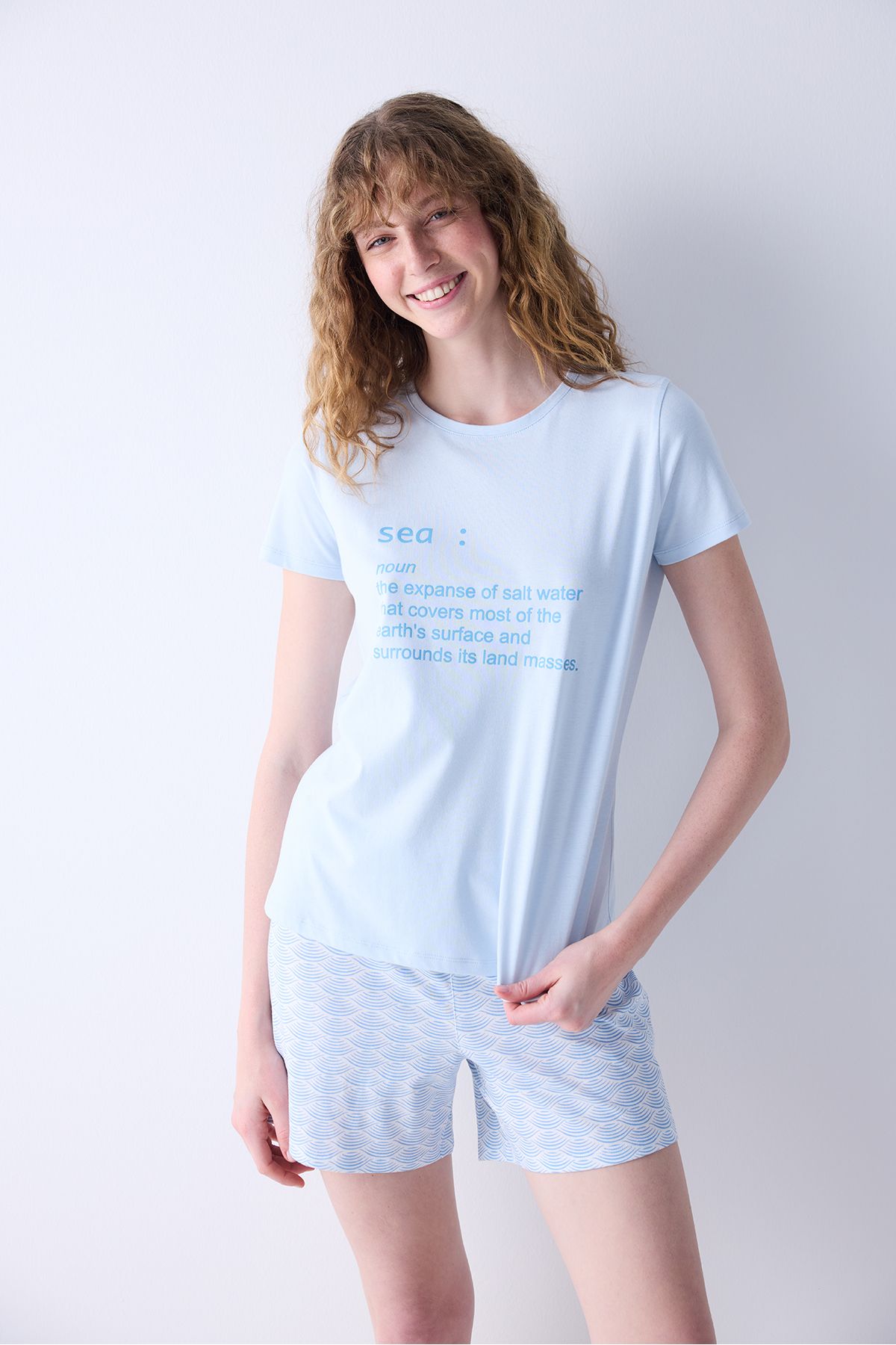 Penti Sea Açık Mavi Şortlu Pijama Takımı