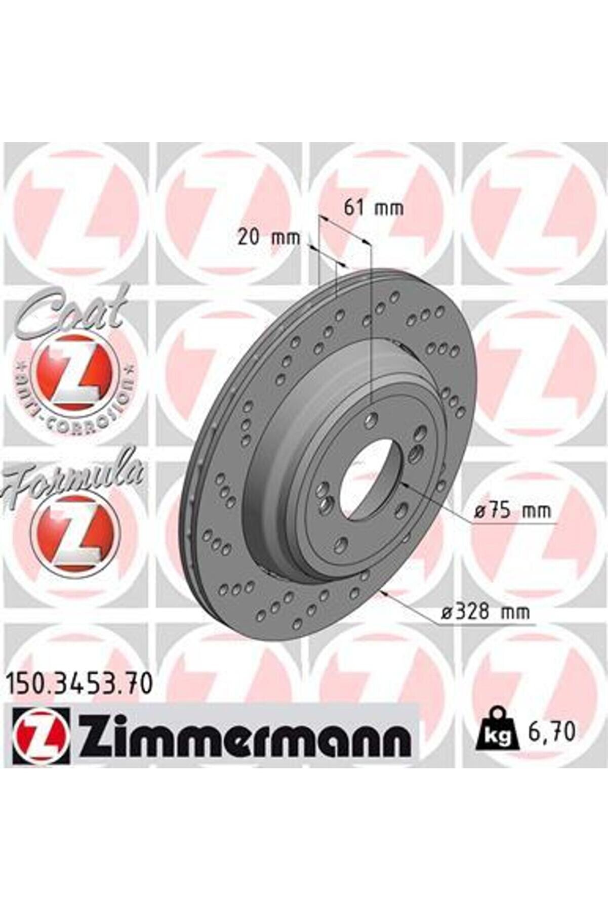 FREN DISKI ARKA SOL BMW M3 E46 YÜKSEK KAPLAMALI HAVALI DELIKLI 34212282303