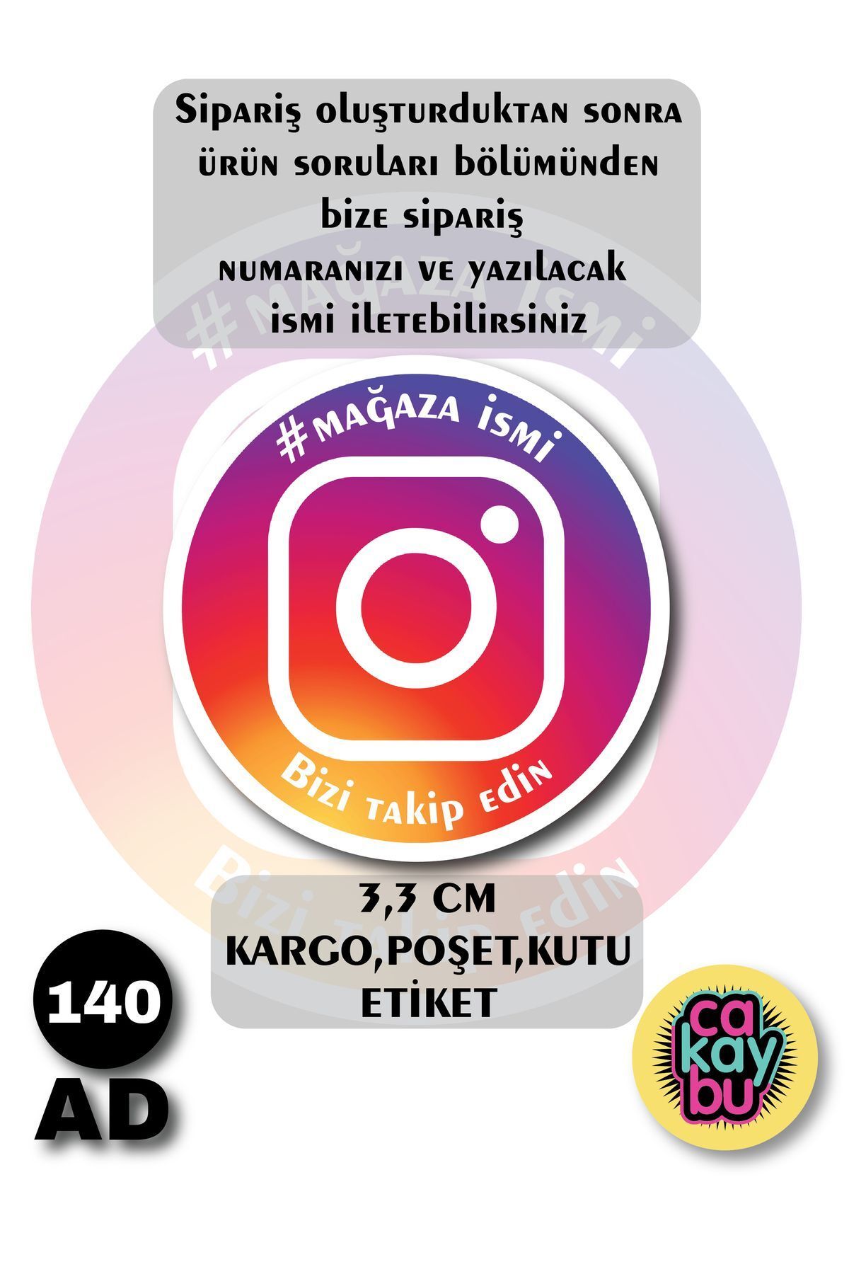 cakaybu 140 Adet 4 Sayfa A4 Instagram 3,3 Cm Kargo,poşet,kutu Etiket
