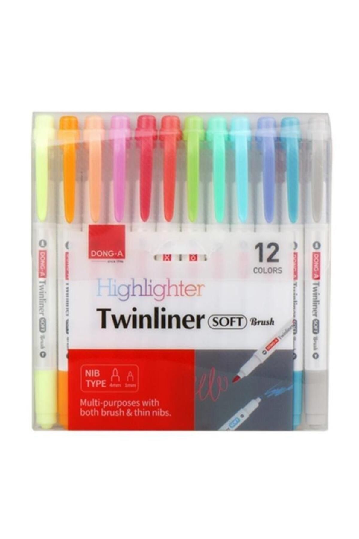 Dong A Twinliner Soft Fosforlu Fırçalı 12 Adet Set