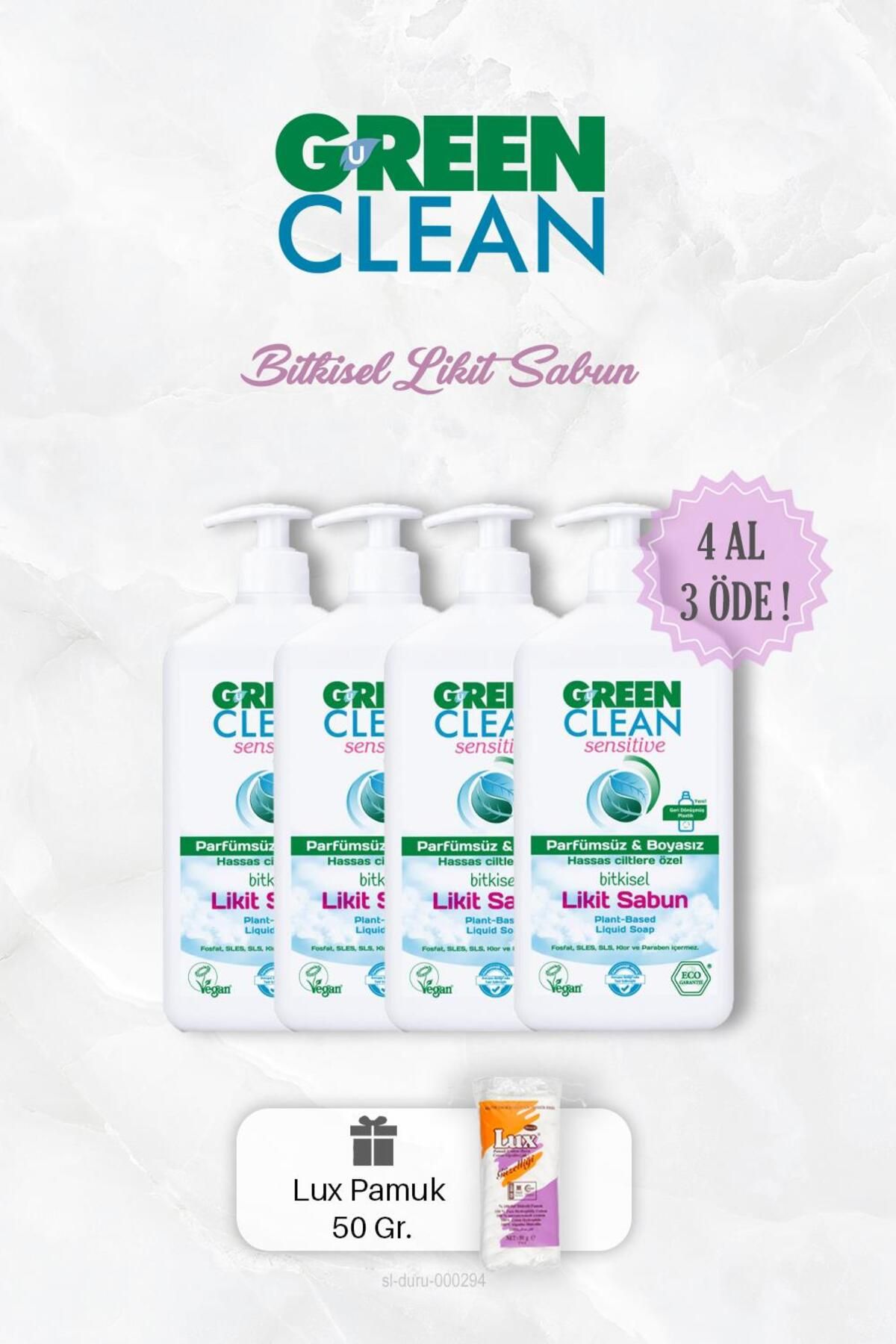 Green Clean 4 Al 3 Öde Bitkisel Likit Sabun 500 ml