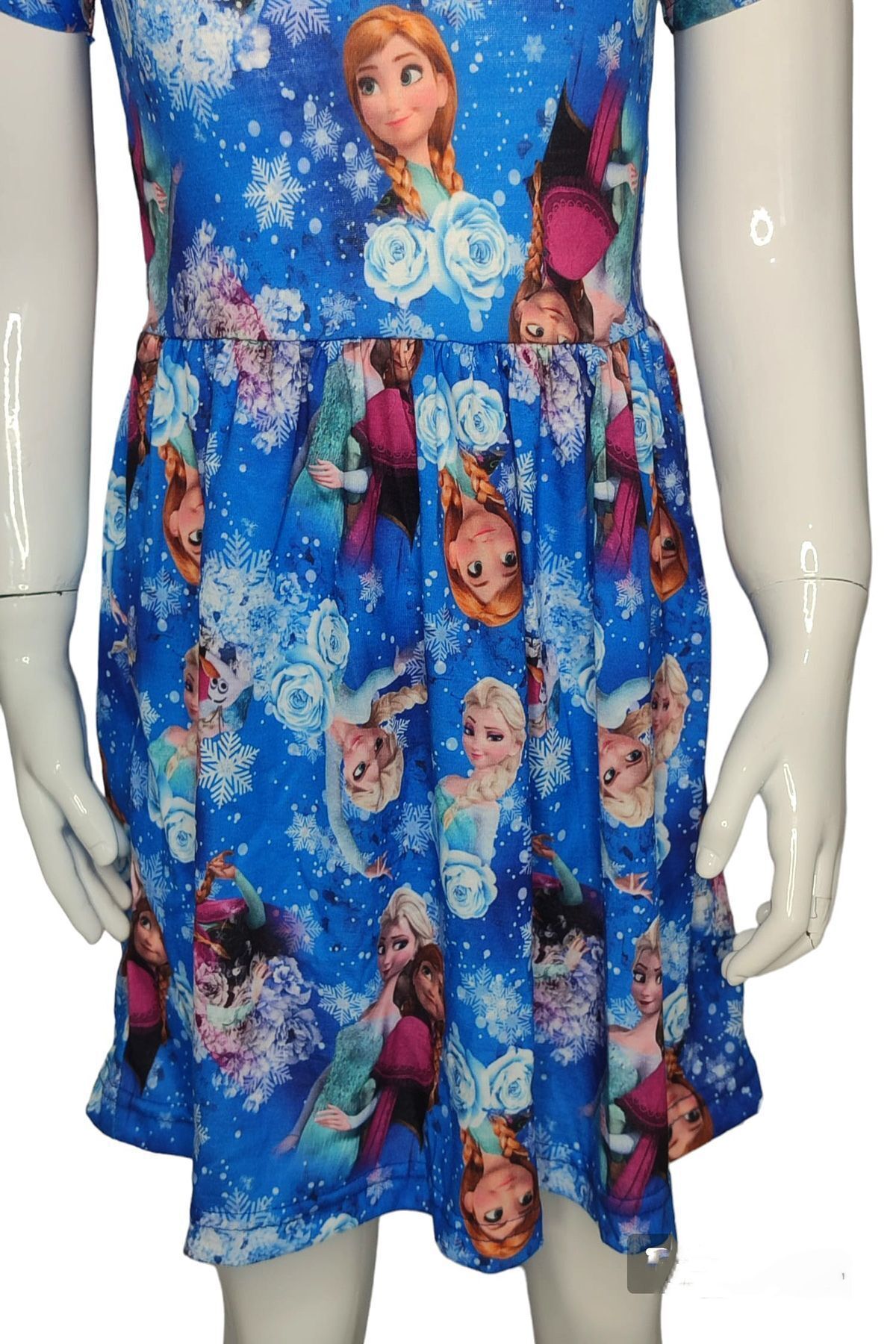 uz shop Frozen Baskılı Yazlık Penye Elbise