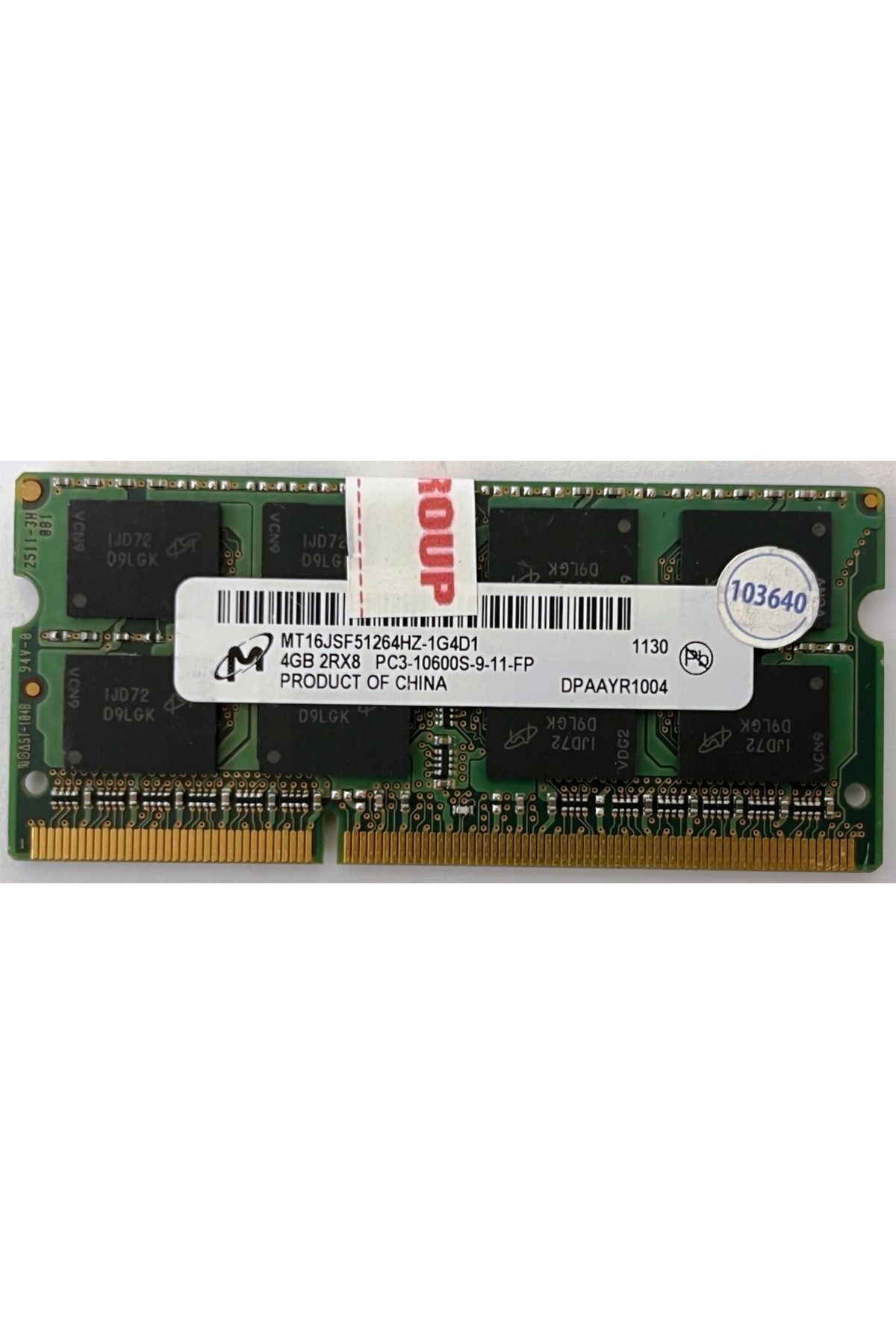 Micron MT16JSF51264HZ-1G4D1 4 GB DDR3 1333 MHz CL9 Notebook Ram