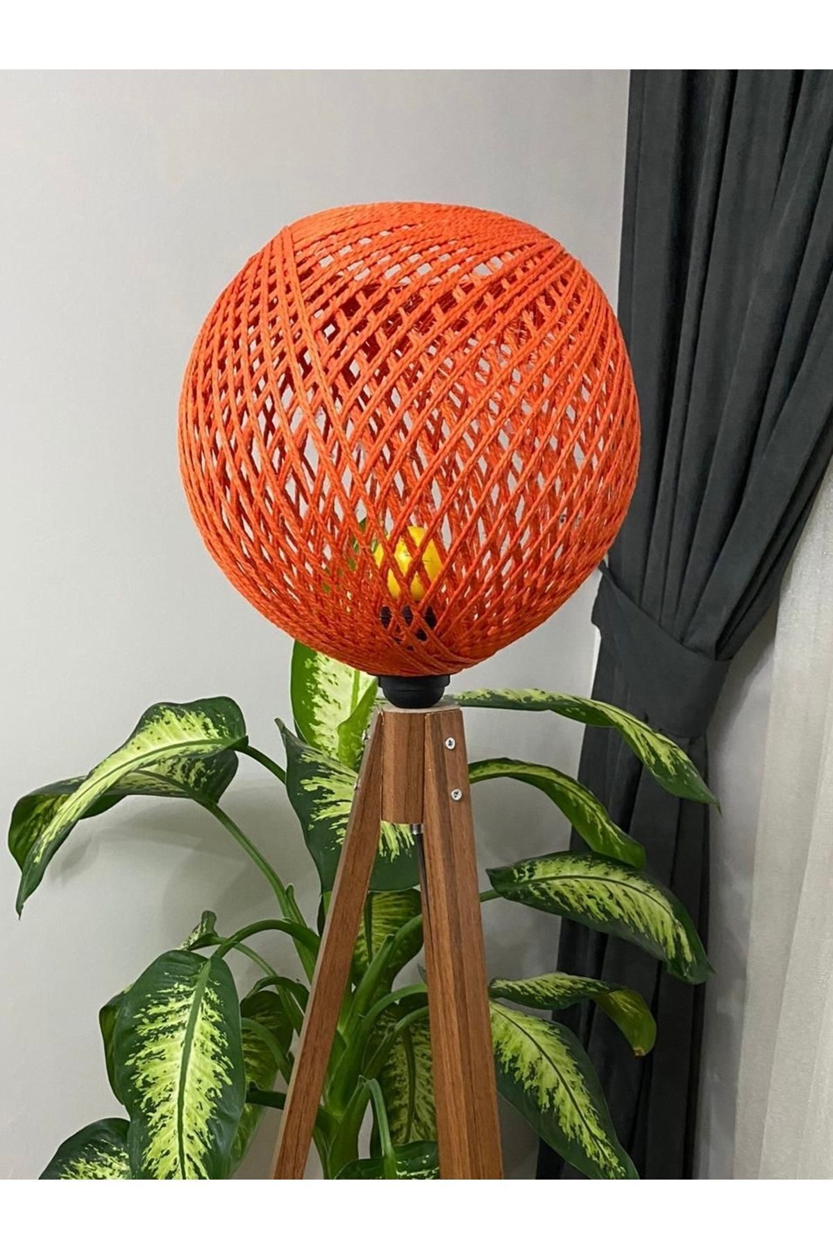 teknotrust 20 - 34 cm Jüt Ip Avize, Küre Sarkıt, Top Avize, Sarkıt, Jüt Top Küre Lambader Başlığı, Duysuz Ayak