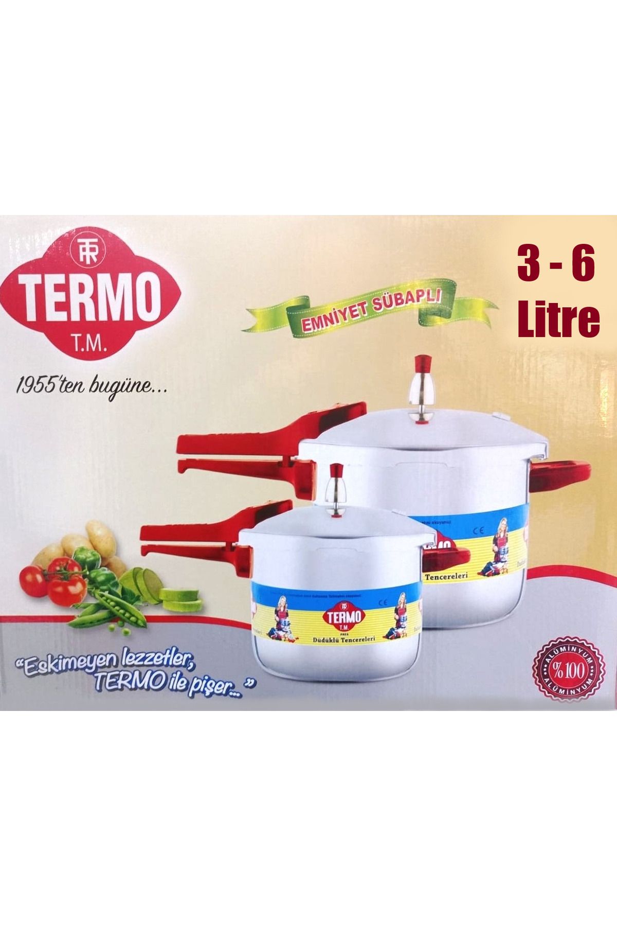 Termo 3 - 6 Litre 2Li Düdüklü Tencere %100 Alüminyum Pres Baskı