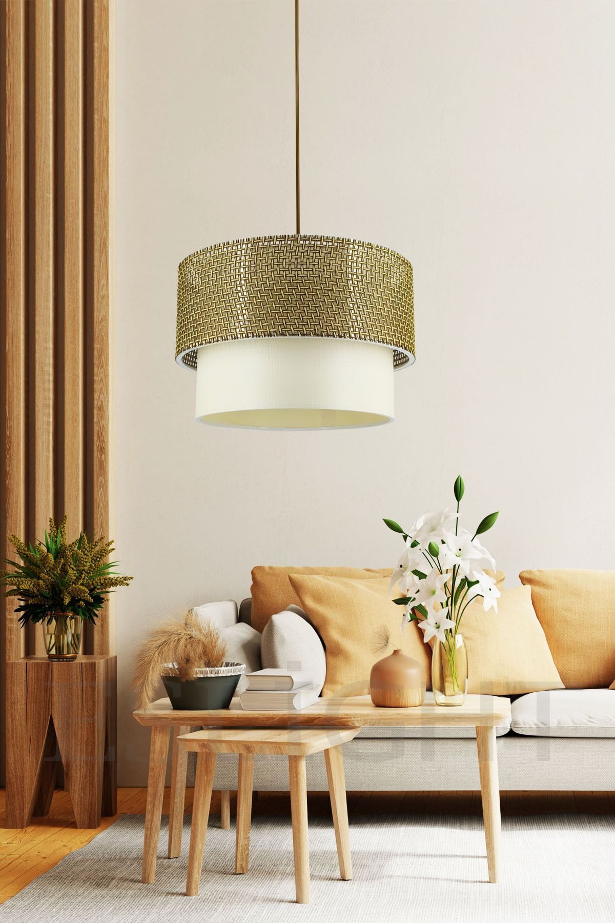 Eslight Hasır Sarkıt Avize Kahve-bej E691