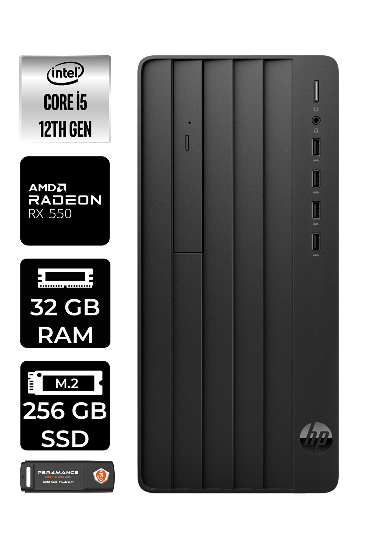 PRO TOWER 290 G9 E6D3A5EA226 i5 12500 32GB RAM 256GB SSD RX550 4GB W11H MASAÜSTÜ BİLGİSAYAR