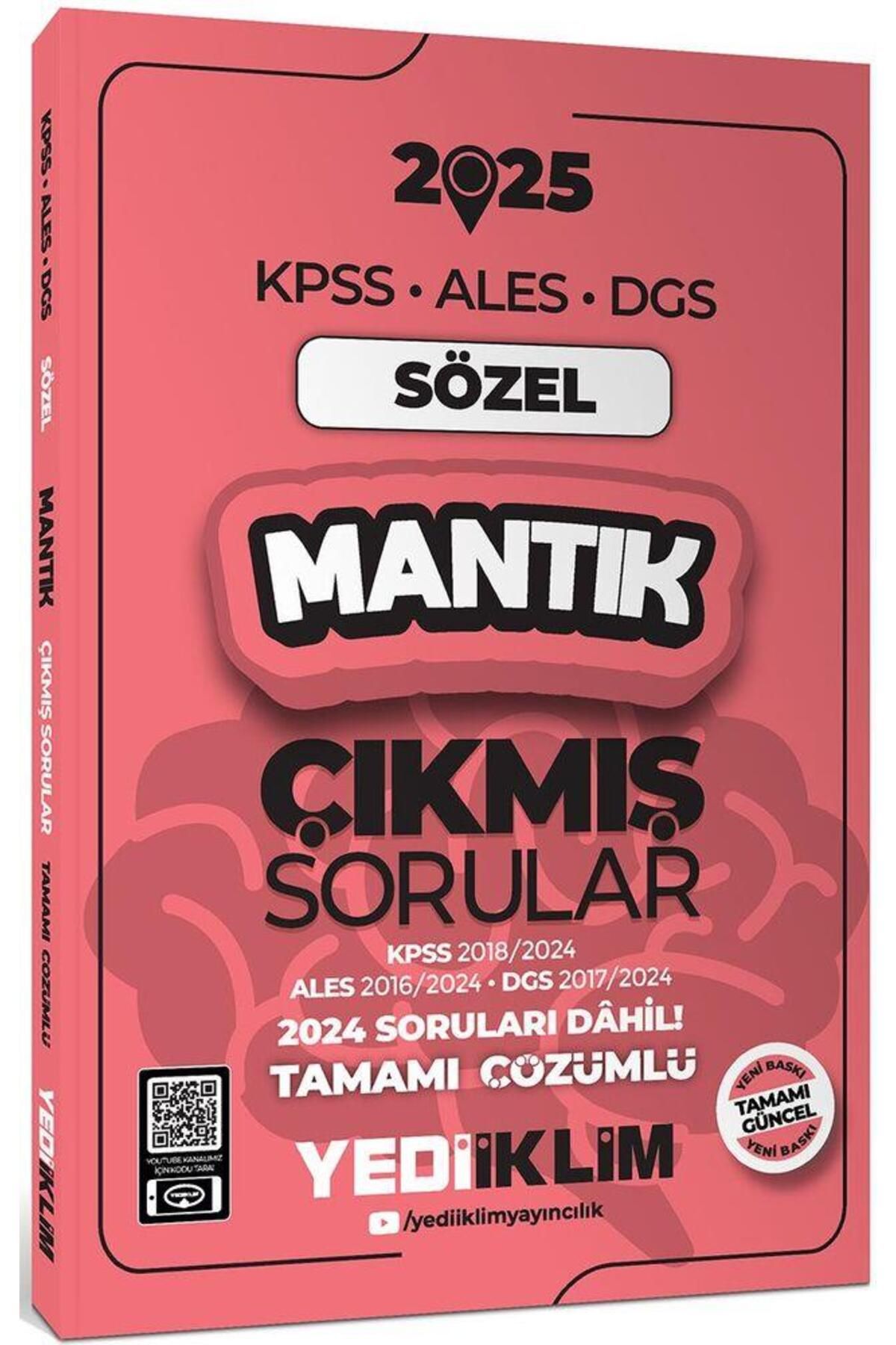 Ankara Kitap Merkezi 2025 KPSS ALES DGS Sözel Mantık Çıkmış Sorular ve Çözümleri Yediiklim Yayınları