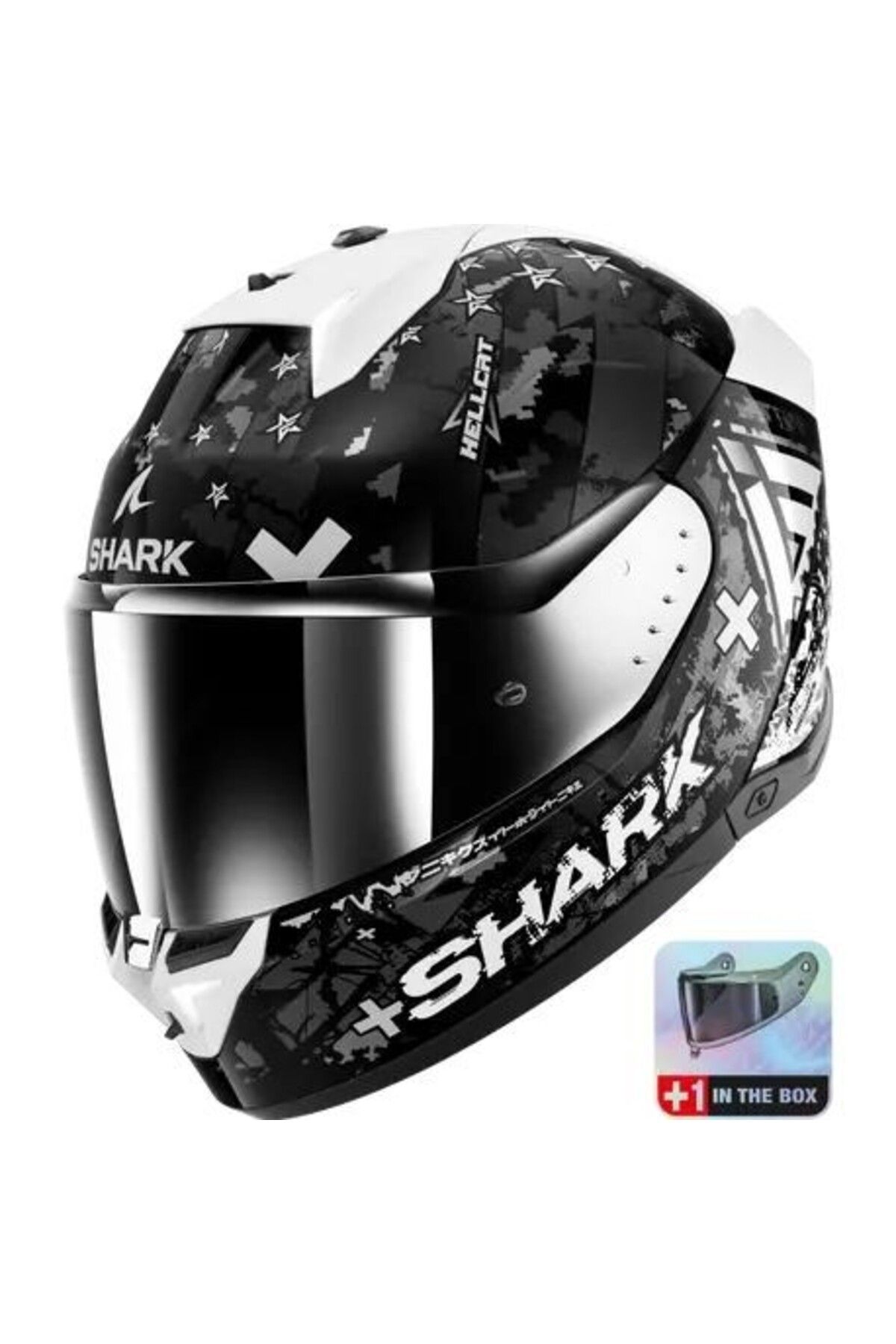 Genel Markalar 0342 SHARK SKWAL İ3 HELLCAT MAT KAPALI KASK SİYAH BEYAZ