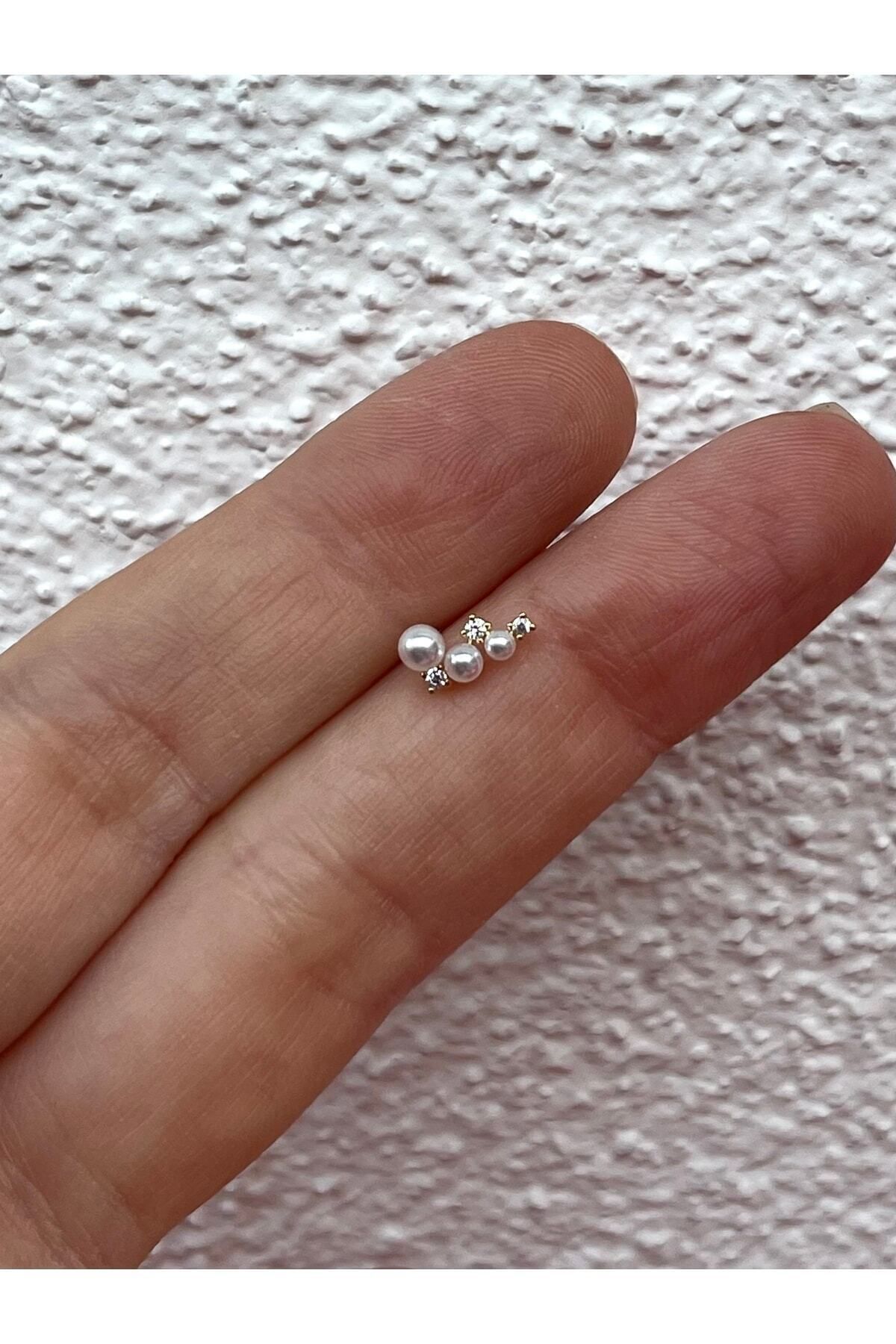 ds denizden silver Tekli Gümüş Minimal Inci Küpe - 1 Adet