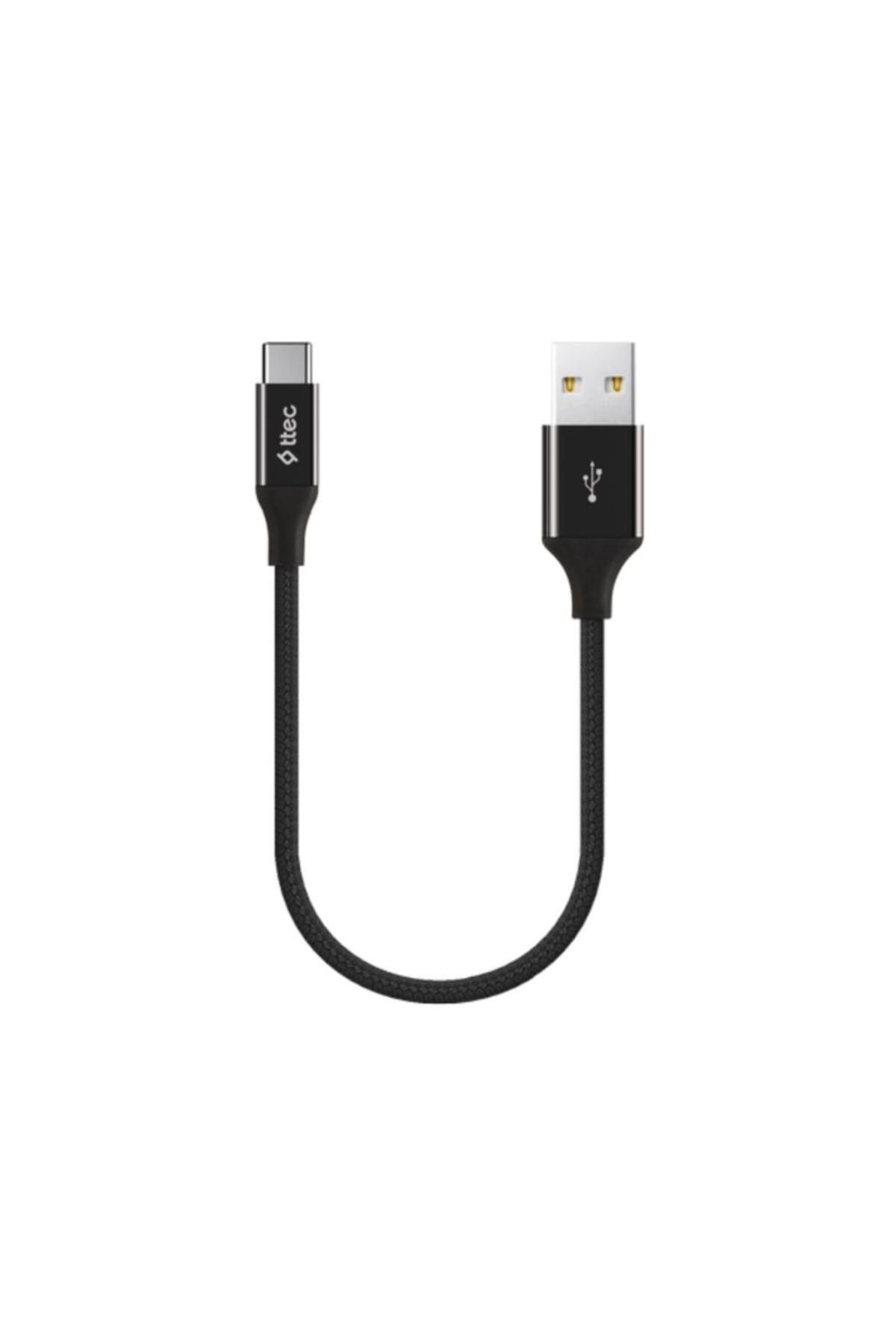 Ttec 30cm Süper Hızlı Type C Şarj Ve Data Kablosu, Örgü Kopmaz Halat Type C Kablo, Powerbank Şarj Ka