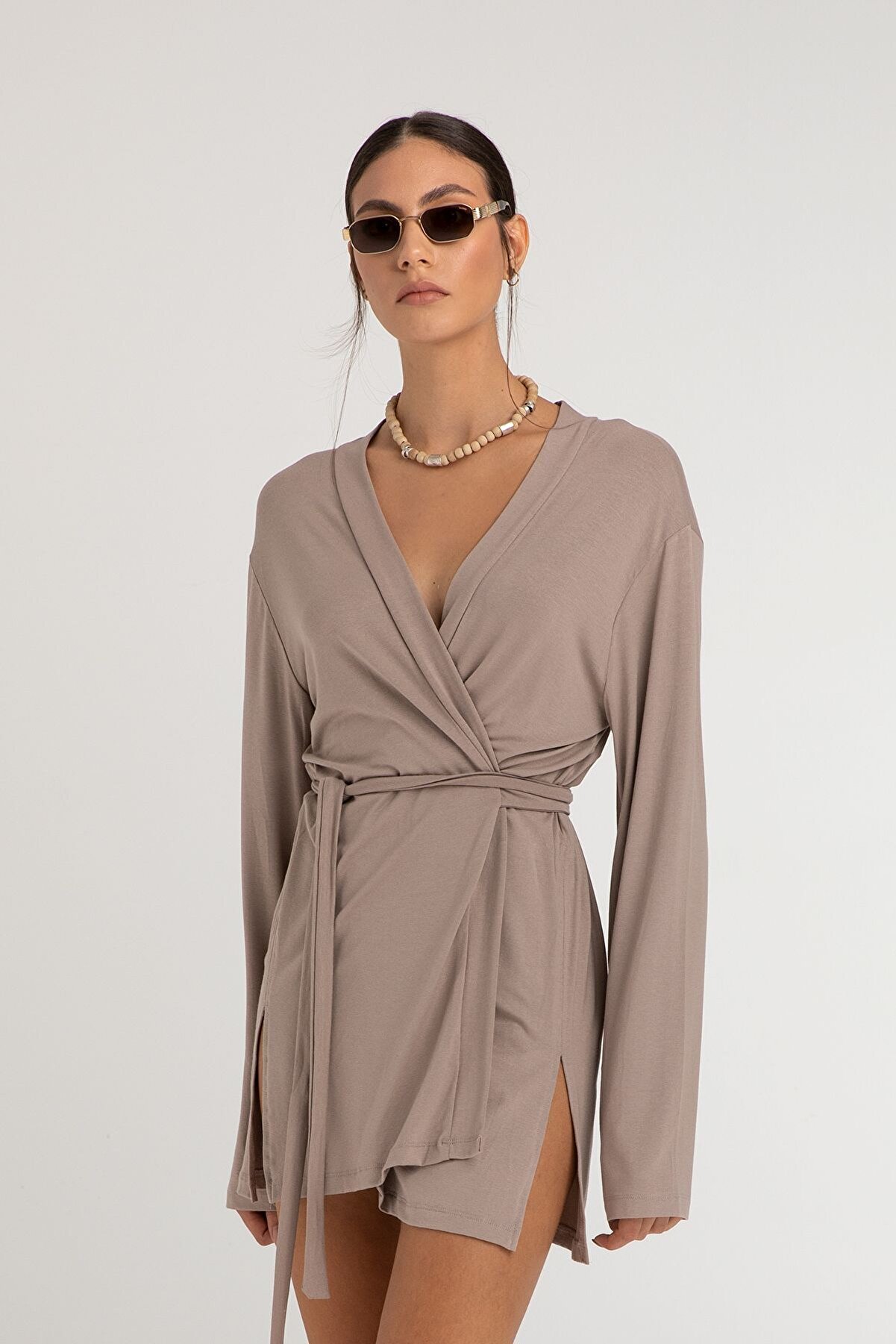 SHEISMONO Ultra Soft Zoe Kimono Vizon - Şıklı ve Konforlu Kimono